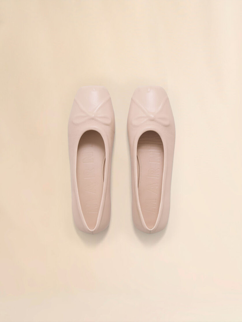 POWDER PINK NAPPA LEATHER SEAMLESS LITTLE BOW BALLET FLAT 4