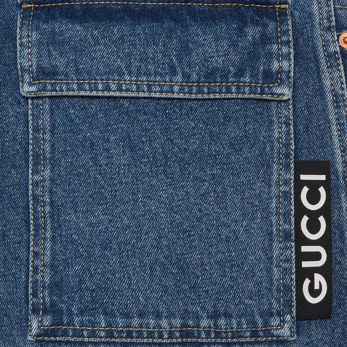 Denim pant with Gucci label - 4