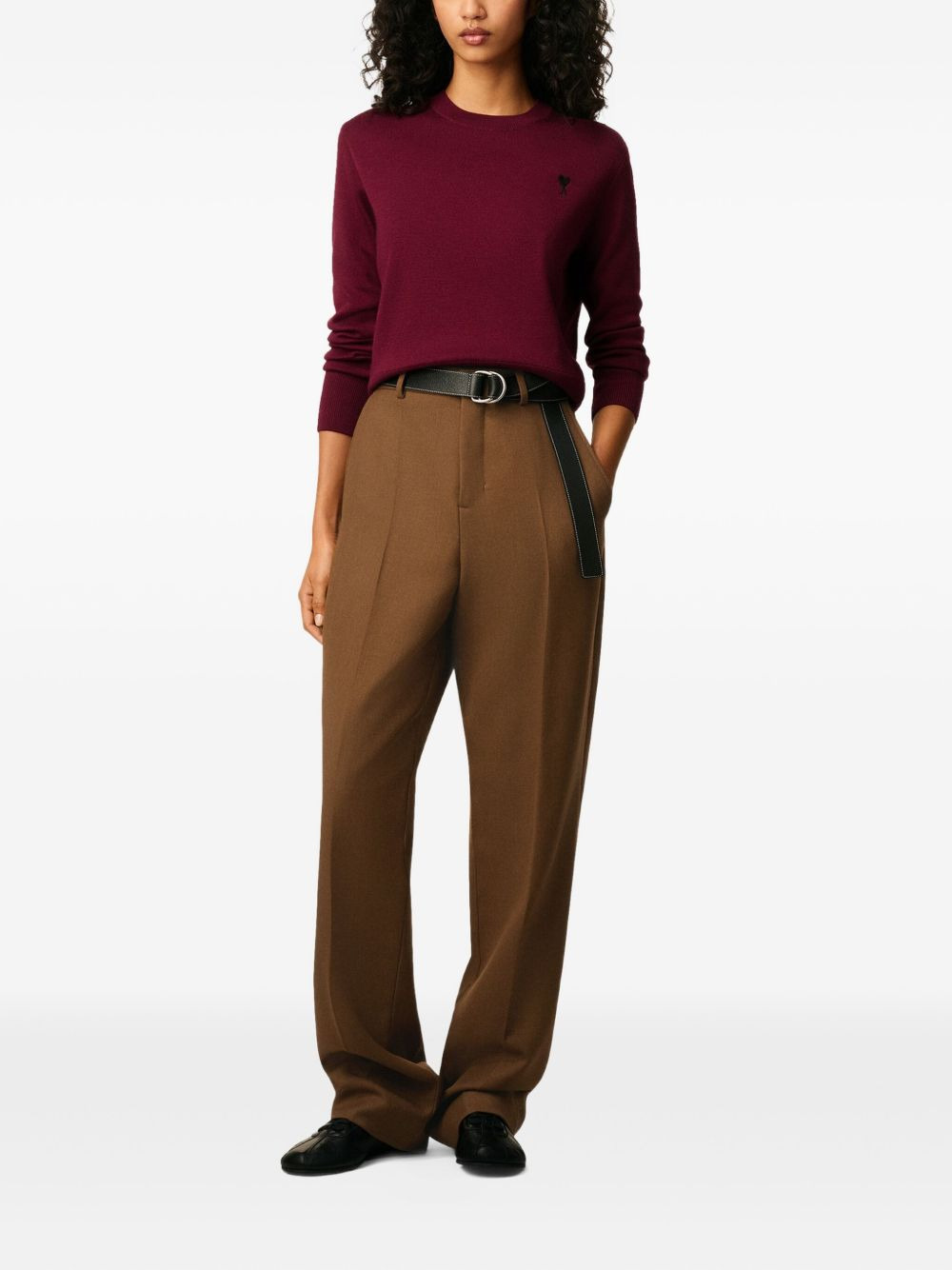 heart-embroidered wool sweater - 2