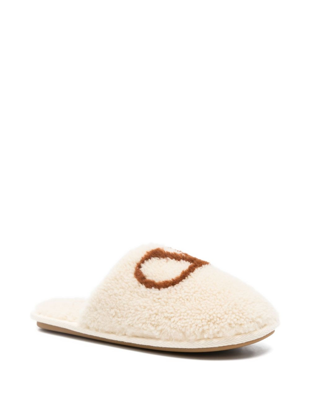 logo-embroidered shearling slippers - 2