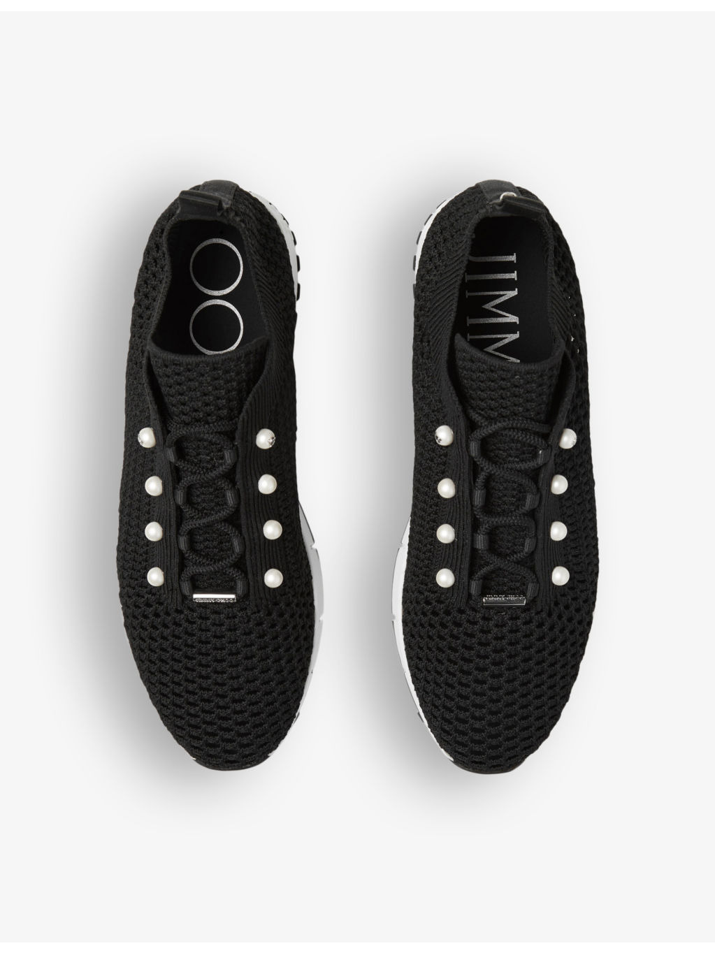 Veles pearl-embellished knitted low-top trainers - 2