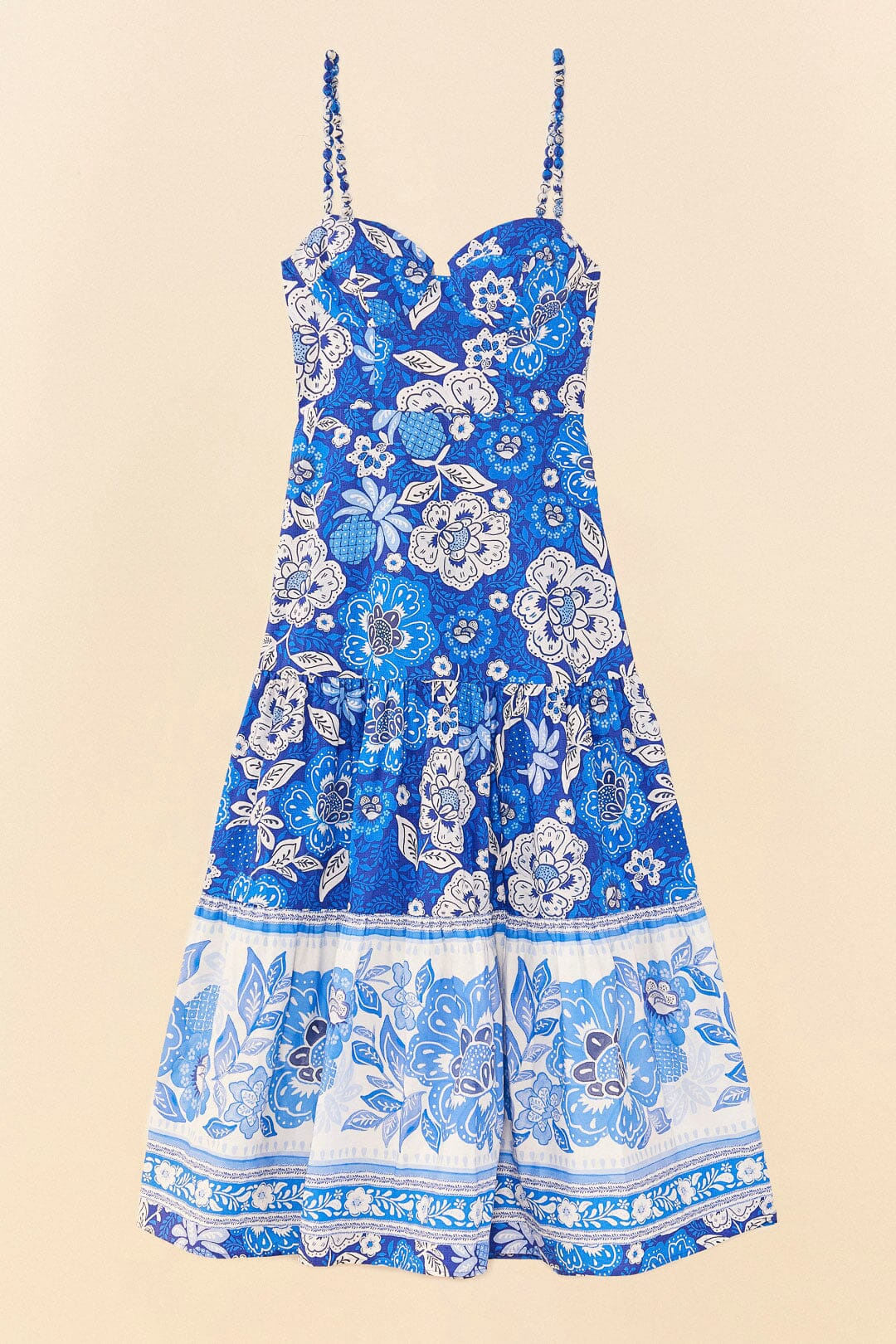 Blue Full Of Flowers Organic Cotton Midi Dress - 6