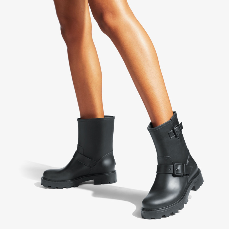JIMMY CHOO Yael Flat Black Biodegradable Rubber Rain Boots