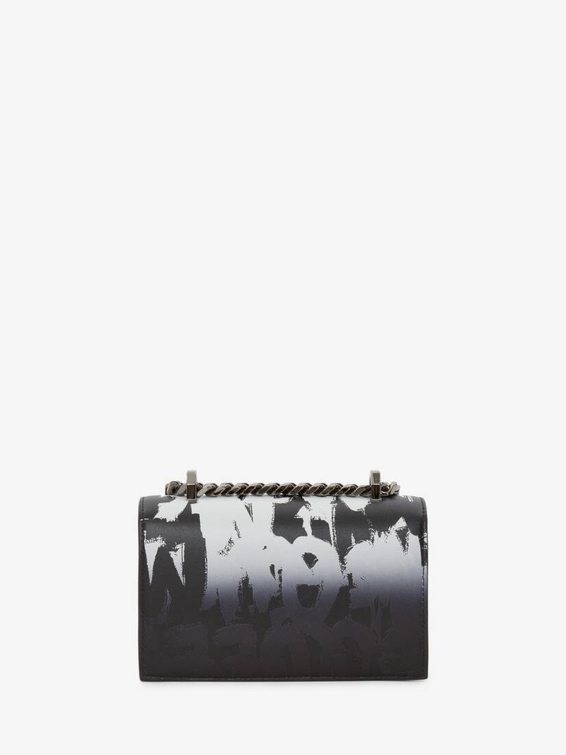 Mcqueen Graffiti Mini Jewelled Satchel in Black/white 3