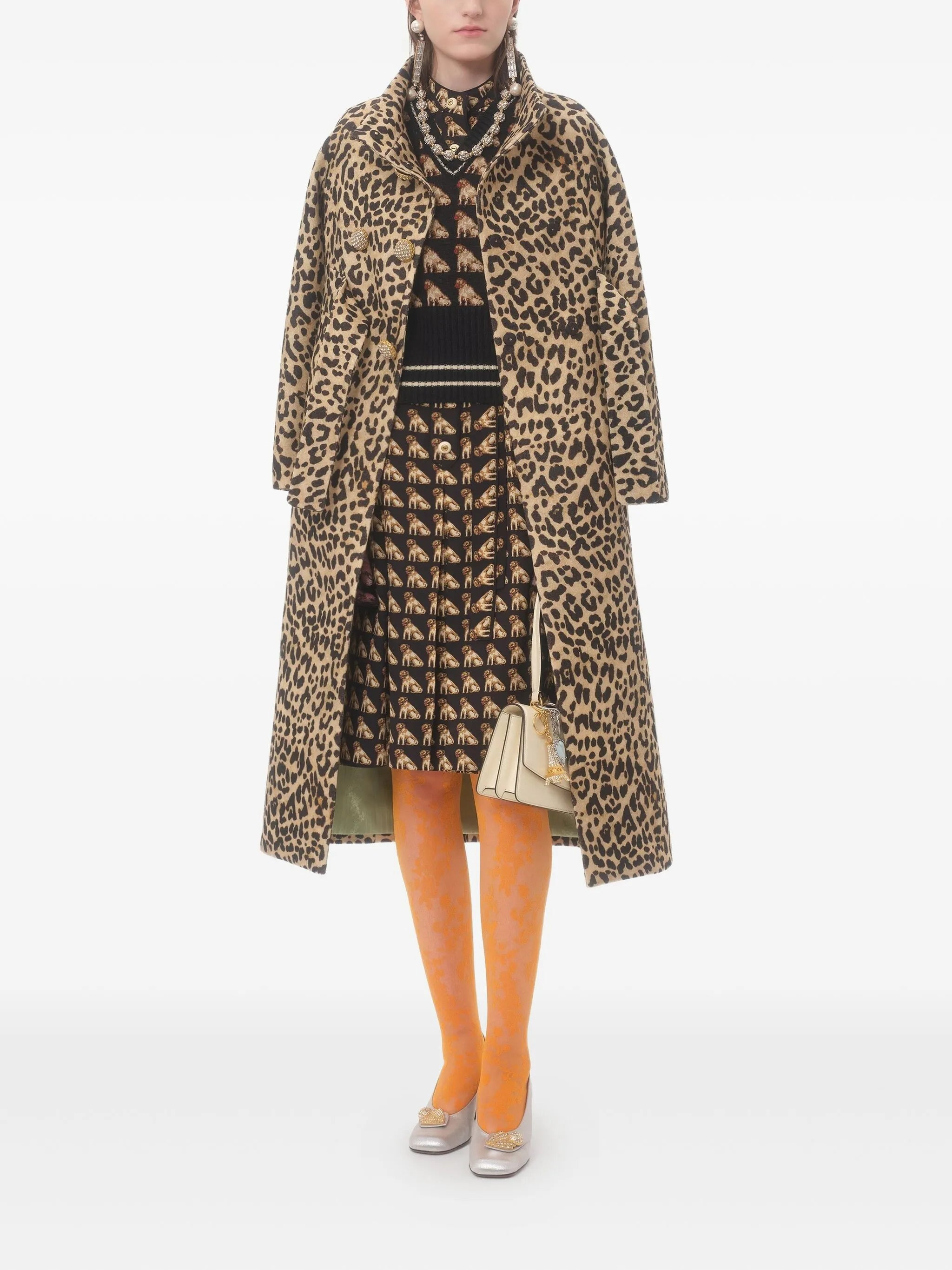 Petit Charles-print crepe de chine midi dress - 2