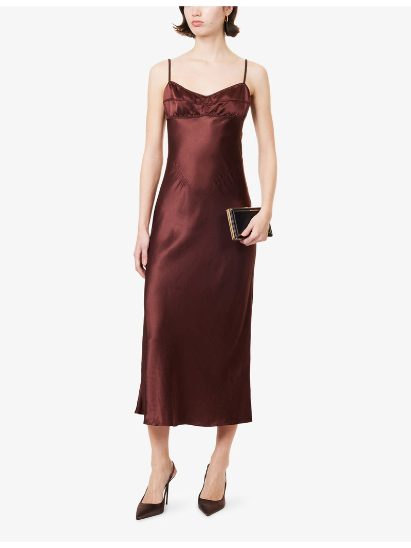 ANNA OCTOBER Waterlily Scoop-Back Satin Midi Dress outlook