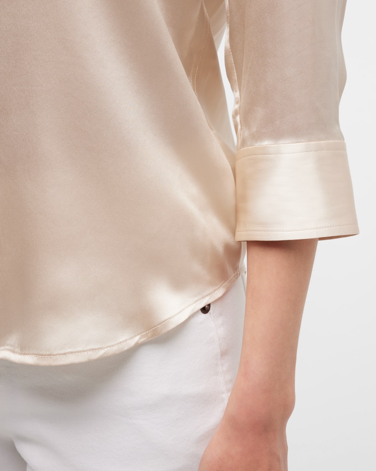 Dani Silk Satin 3/4-Sleeve Button-Down Blouse - 8