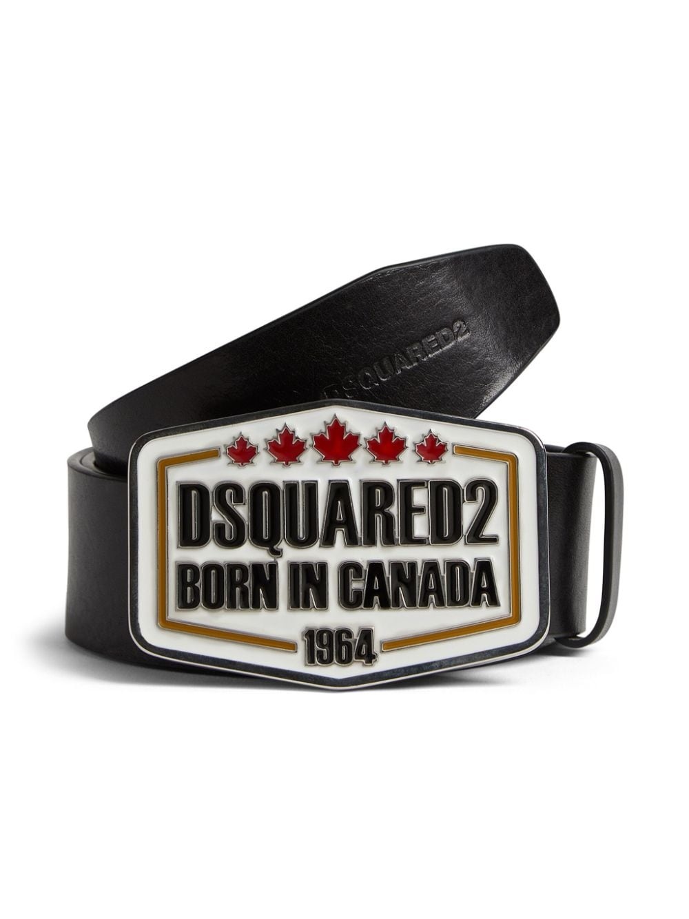 logo-buckle leather belt - 3