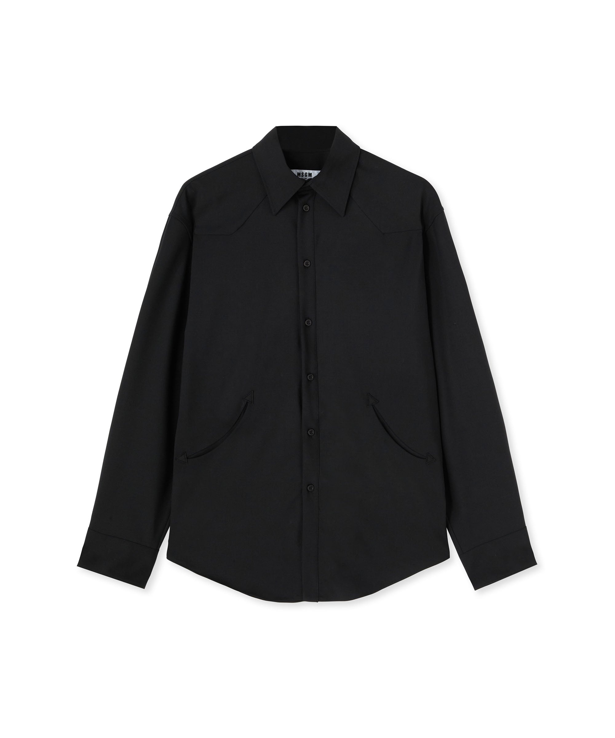 Solid color lightweight wool shirt with western details - 2