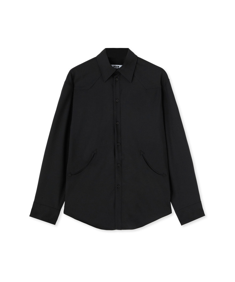 MSGM Solid color lightweight wool shirt with western details outlook
