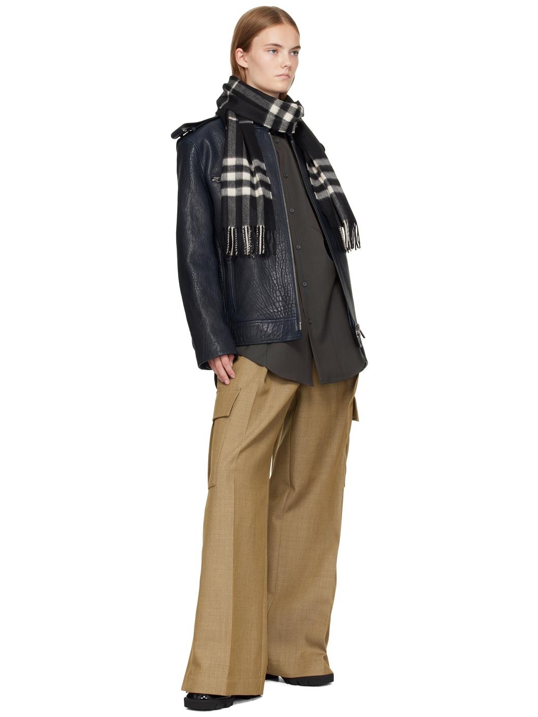 Black Check Cashmere Scarf - 3