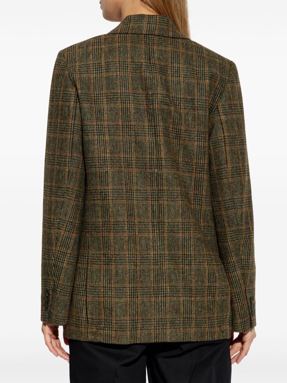 checked wool double-breasted blazer - 4