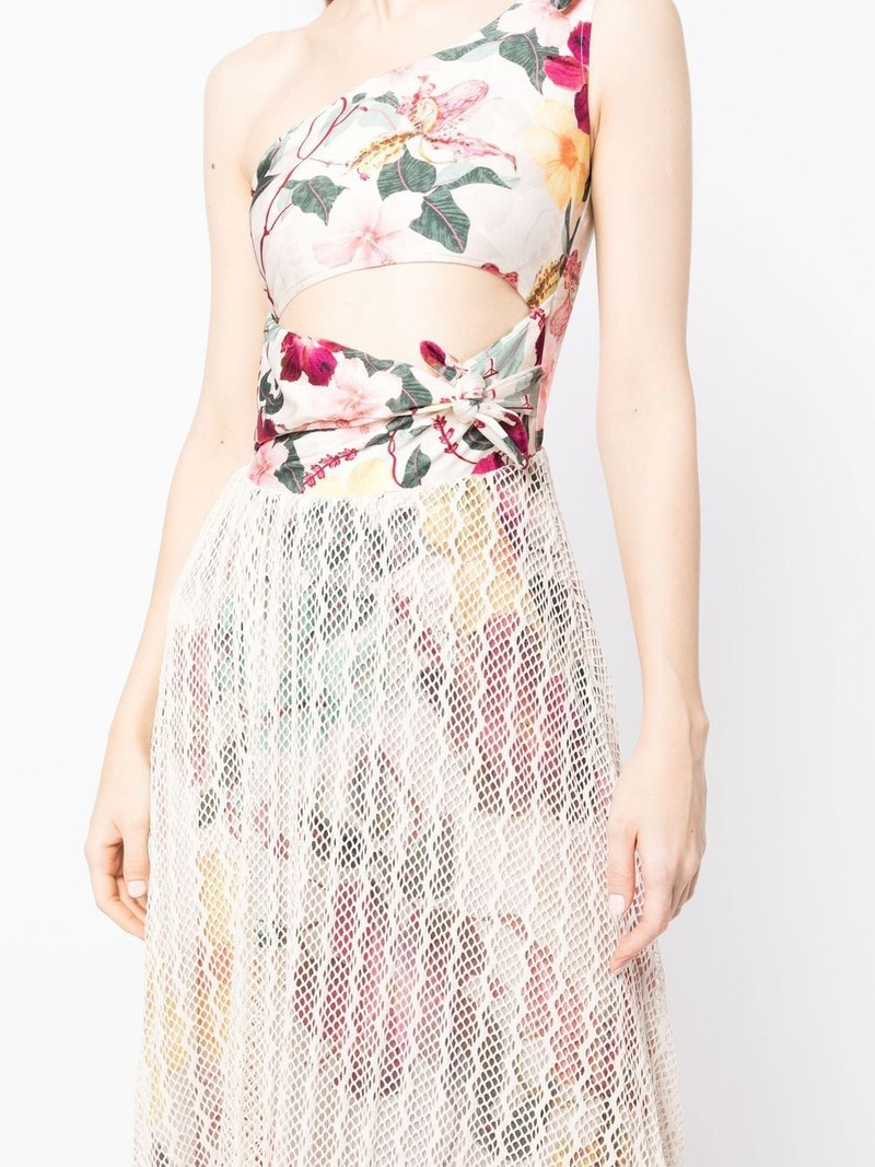 Hibiscus floral-print one-shoulder dress 5