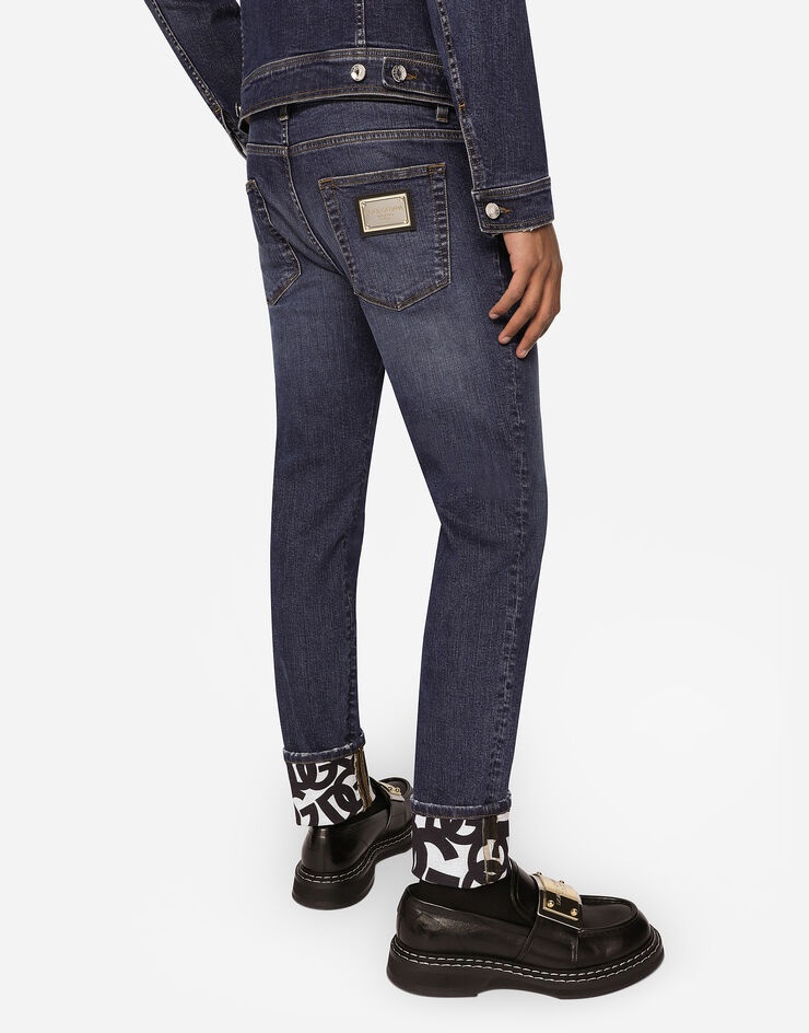 Mid blue skinny stretch jeans - 4