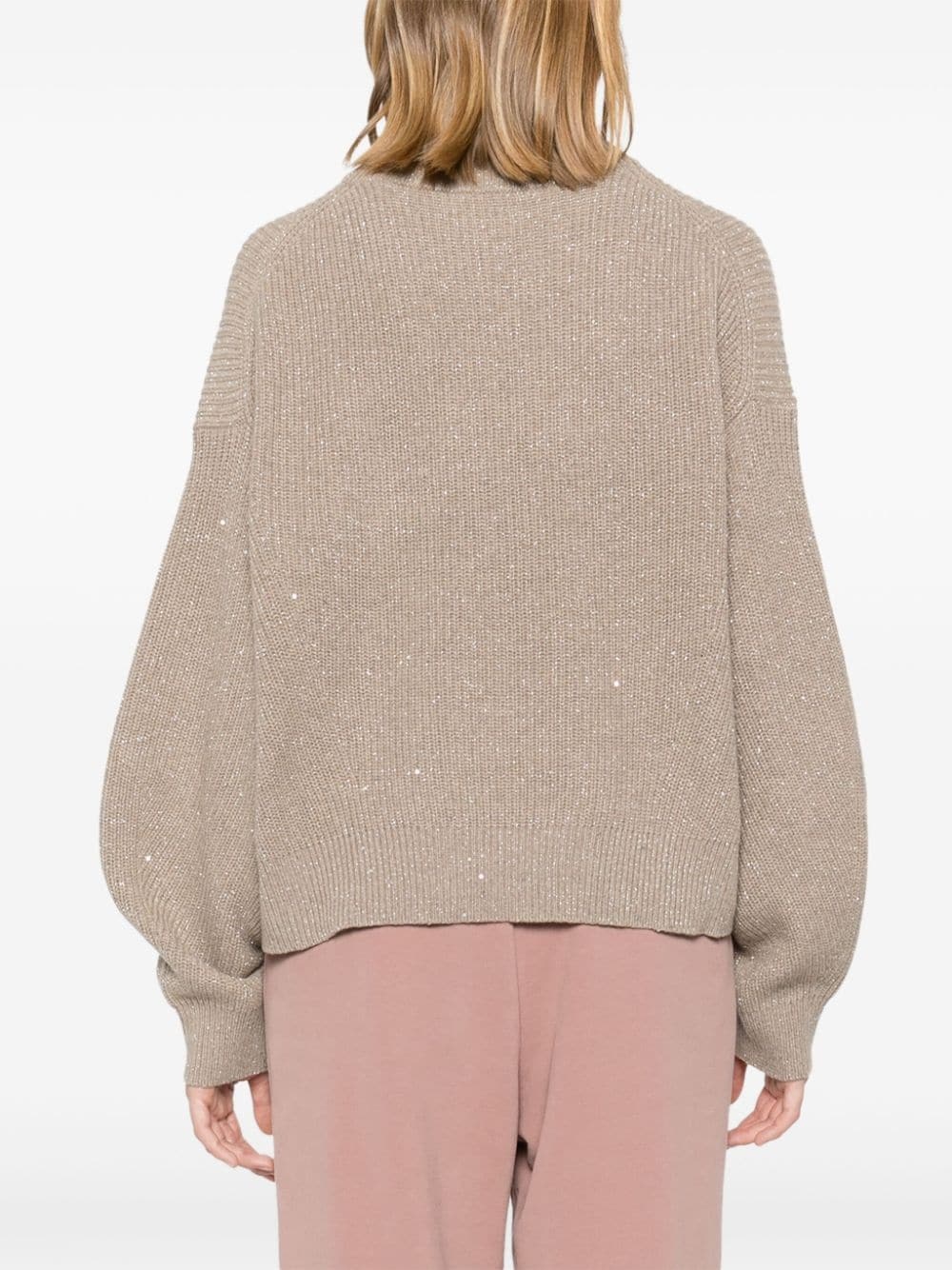 sequin ribbed-knit jumper - 4