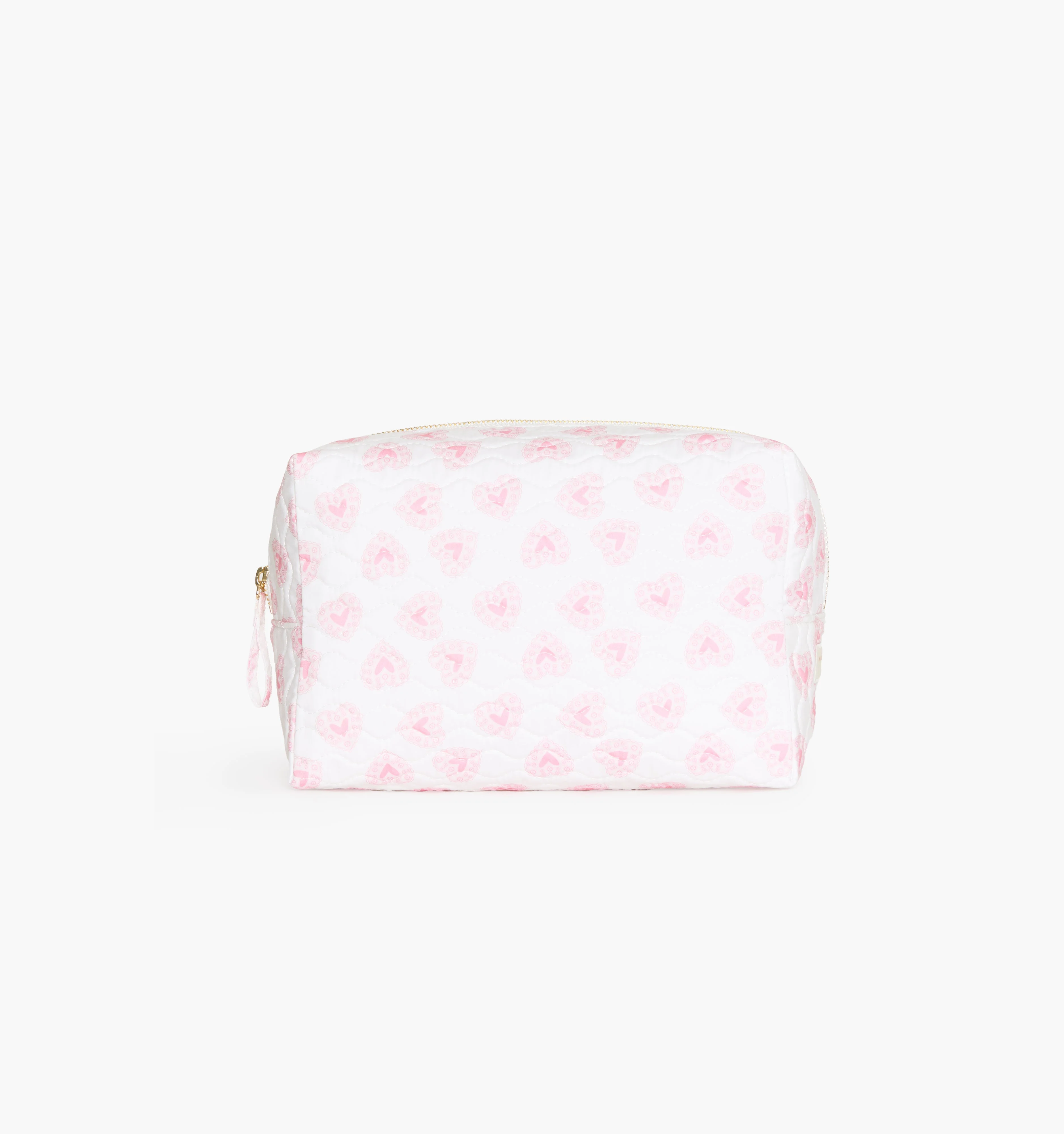 The Quilted Cosmetic Bag - Pink Doily Heart - 1