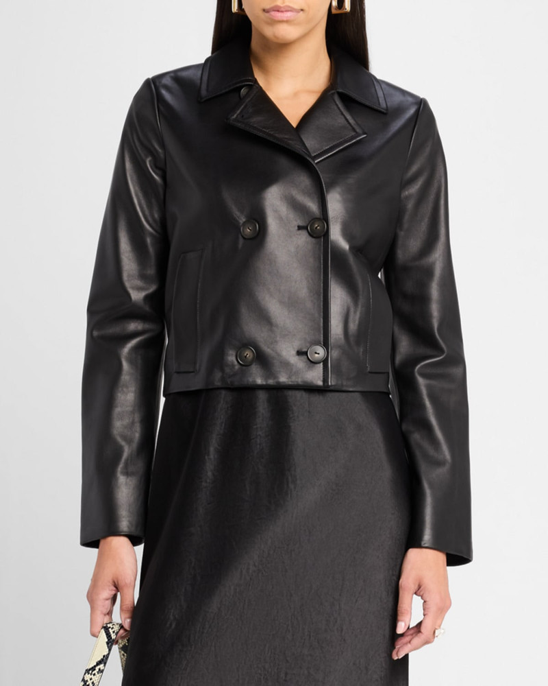 Shrunken Leather Peacoat 4