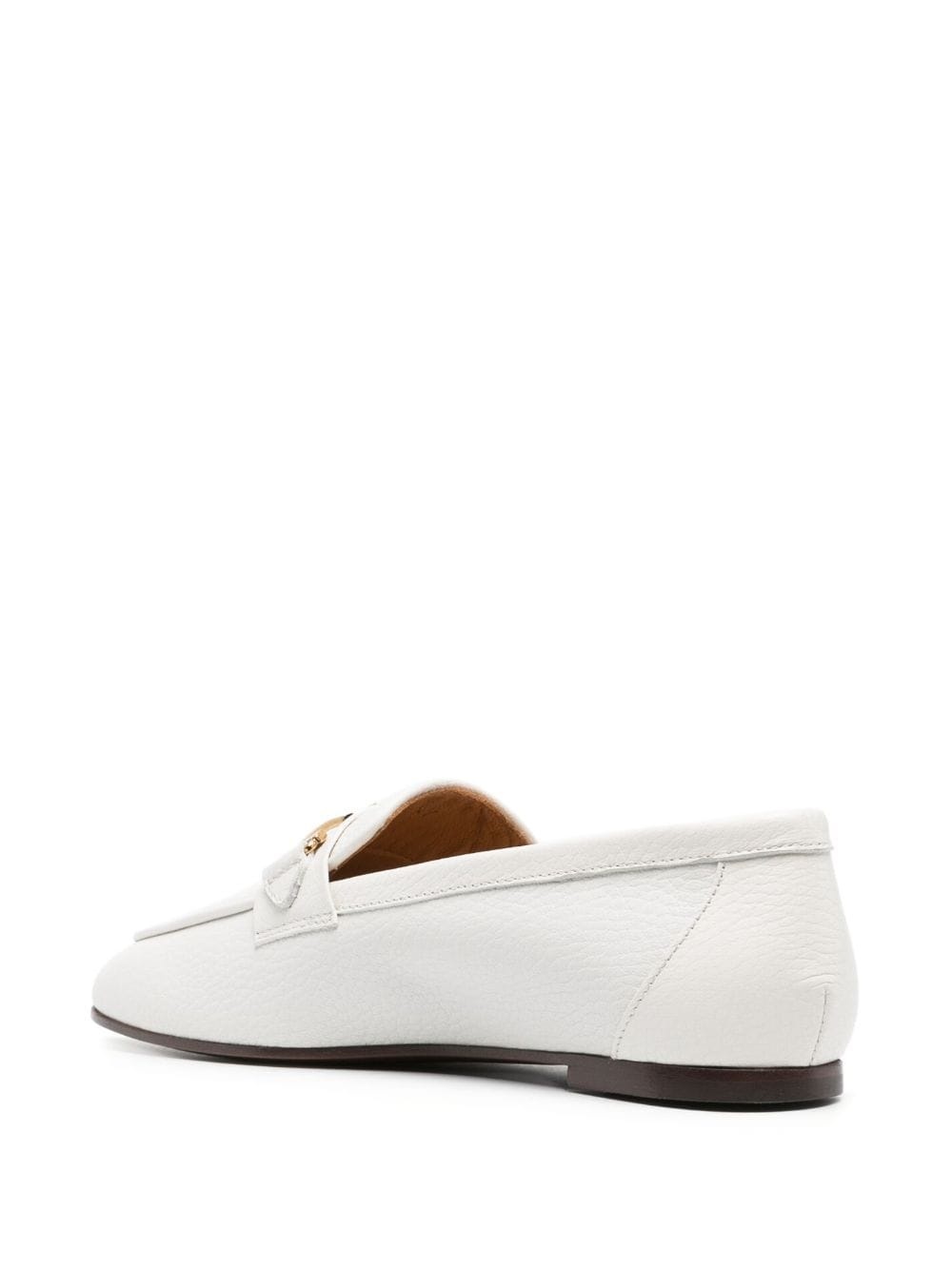 logo-plaque leather loafers - 3