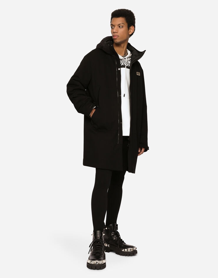 Stretch jersey parka with hood and tag - 5