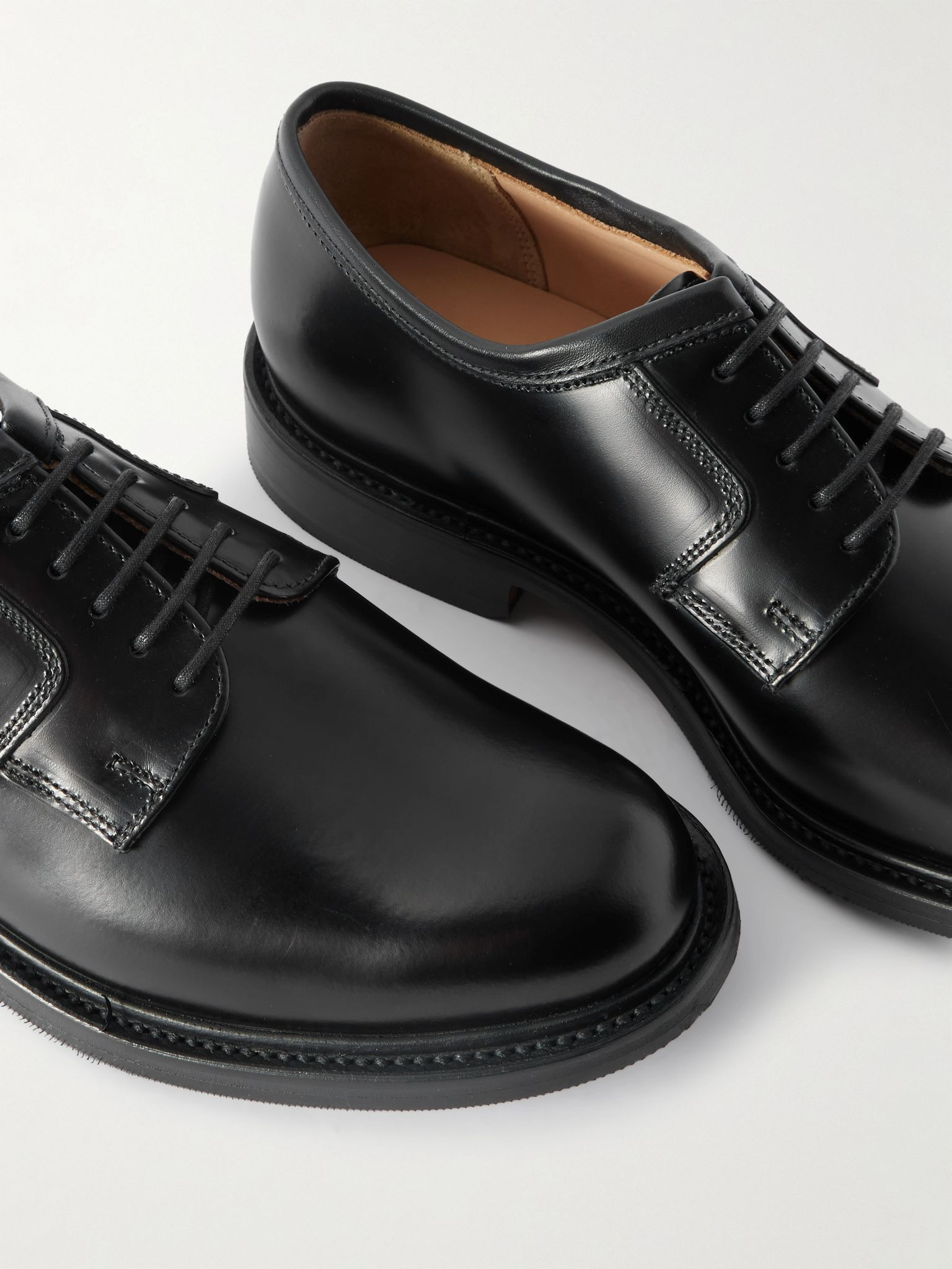Camden Polished-Leather Derby Shoes Black - 5