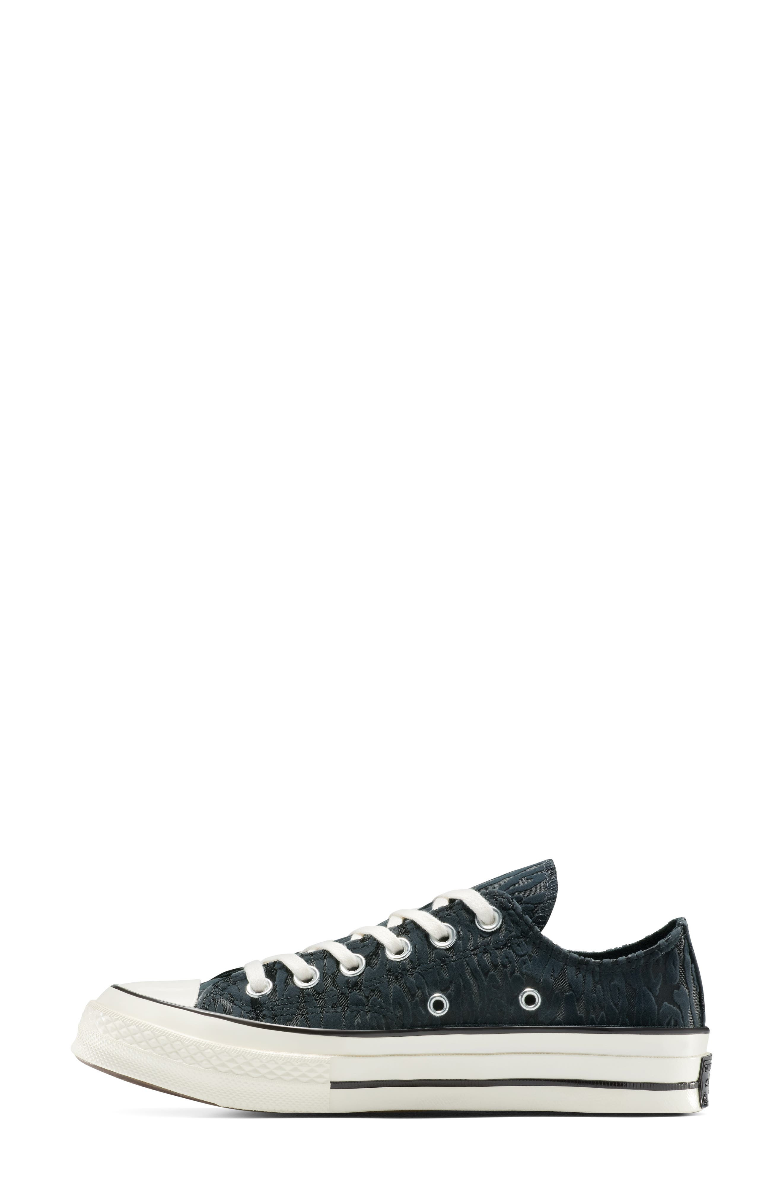 Converse Gender Inclusive Chuck 70 Leopard Flocked Satin Low Top Sneaker in Black/Total Eclipse/Egre - 6