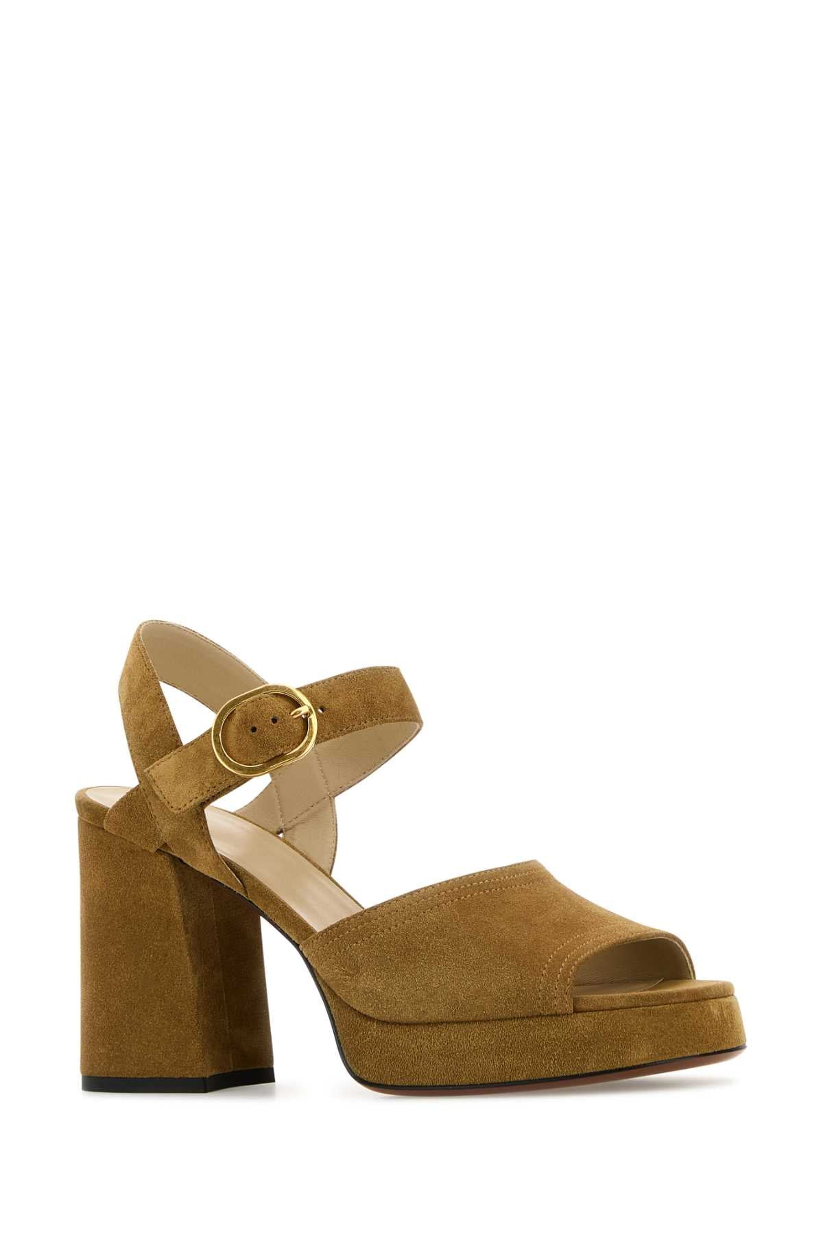 Valentino Garavani Women Mustard Suede Vlogo Signature Sandals - 2