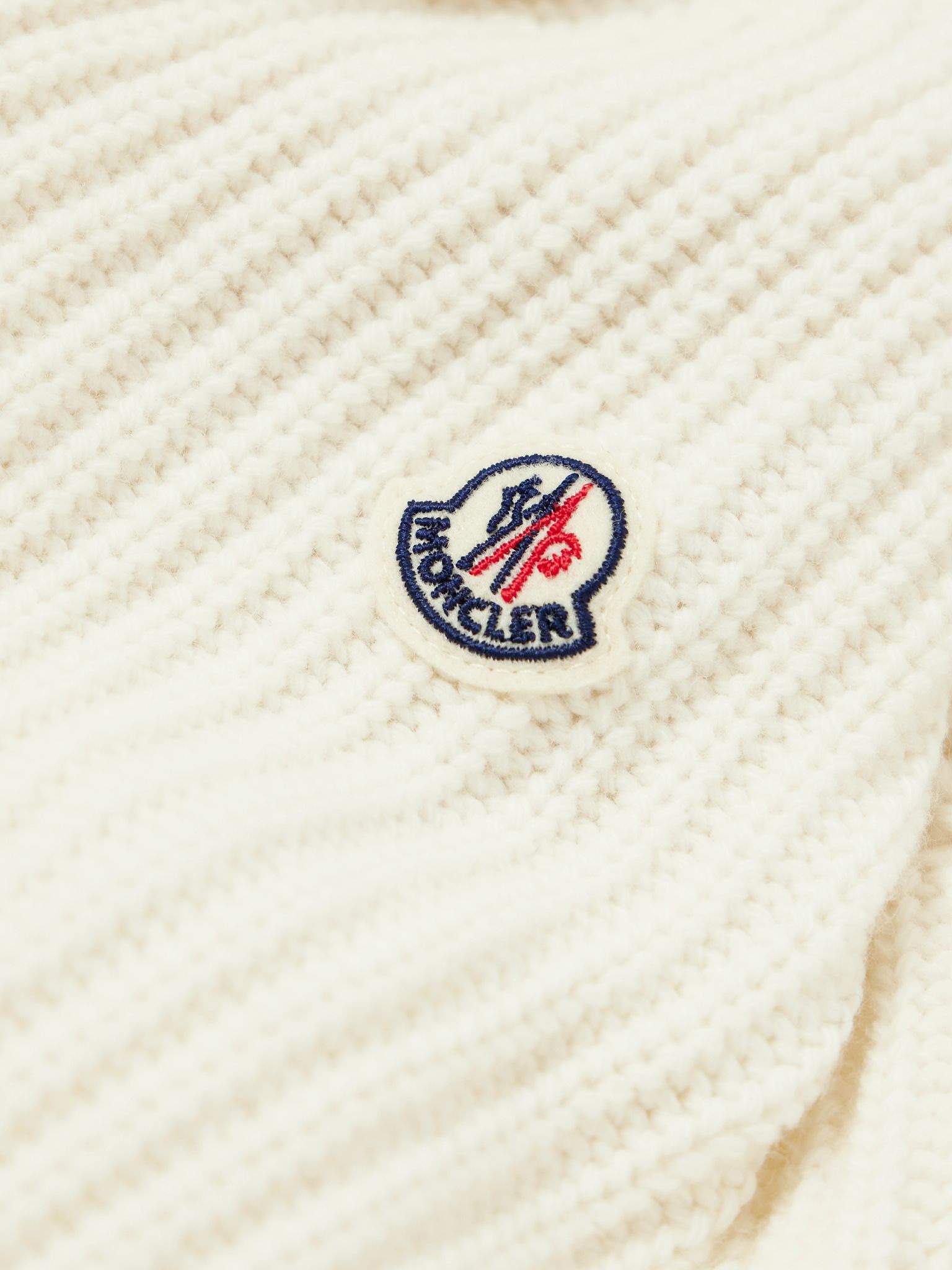 Ribbed wool and quilted shell down hoodie White - 5