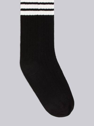 Thom Browne Black Cotton Lace 4-Bar Mid-calf Socks outlook