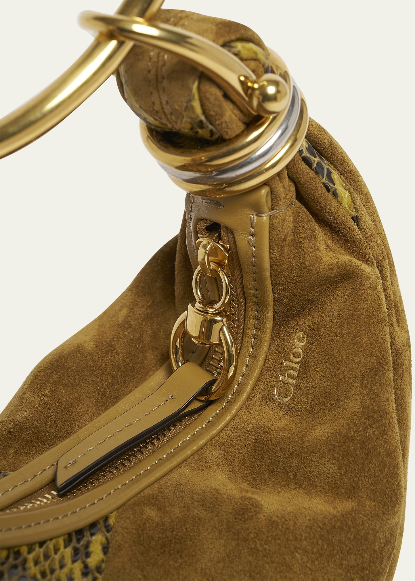 Bracelet Shoulder Bag in Calfskin Suede and Snakeskin - 5