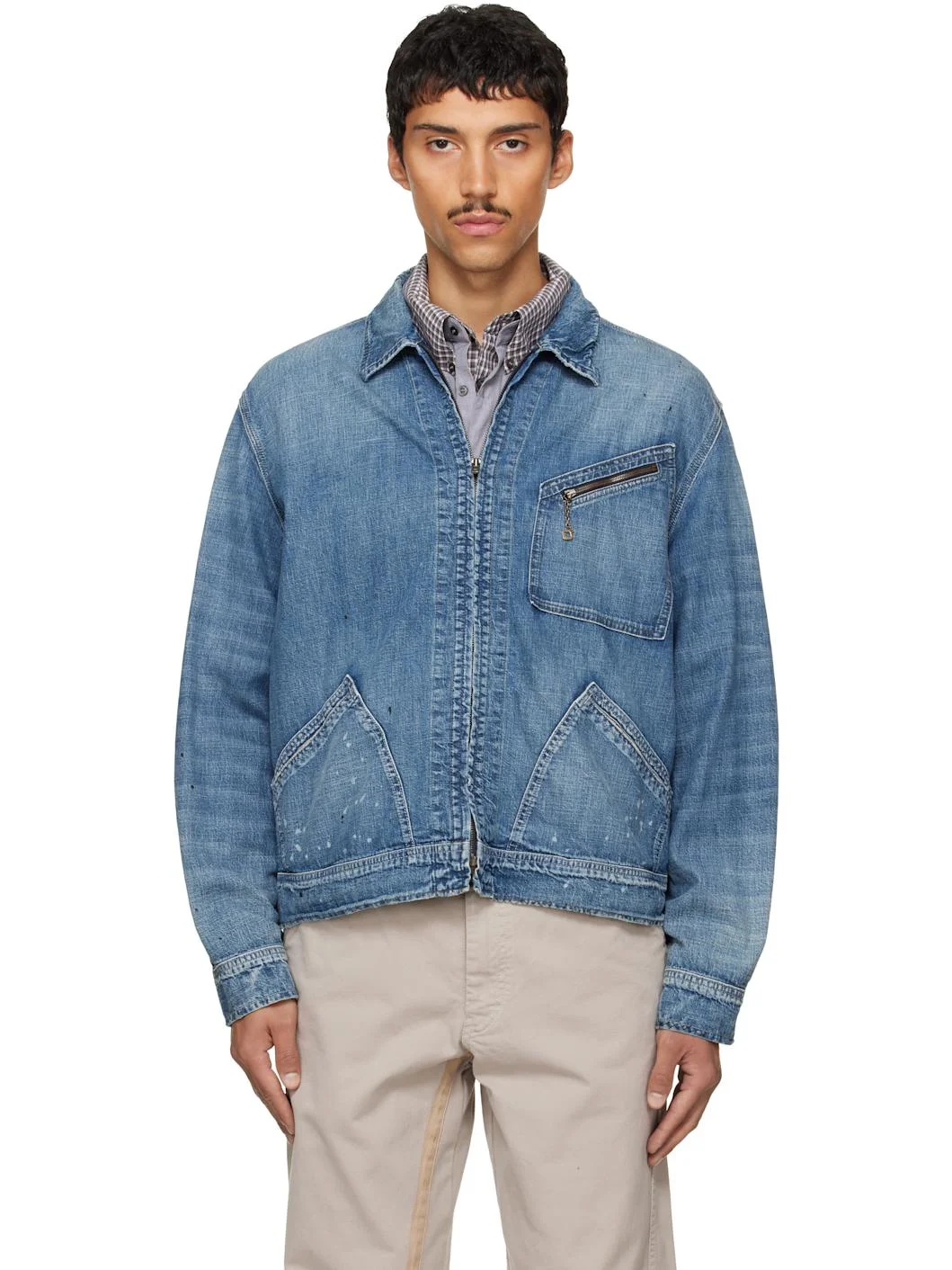 Blue Zipped Denim Jacket - 1