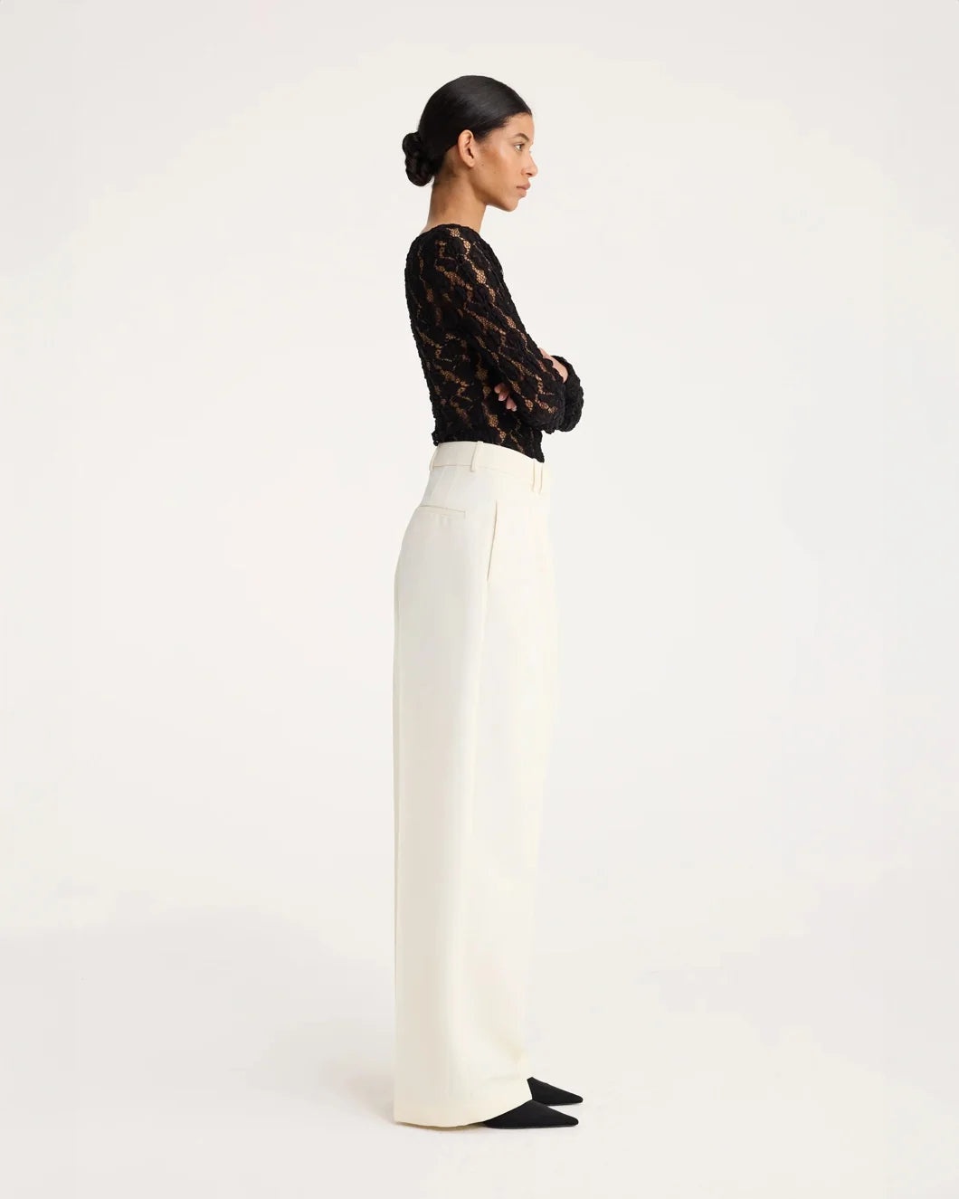 LACE BOAT NECK TOP BLACK - 3