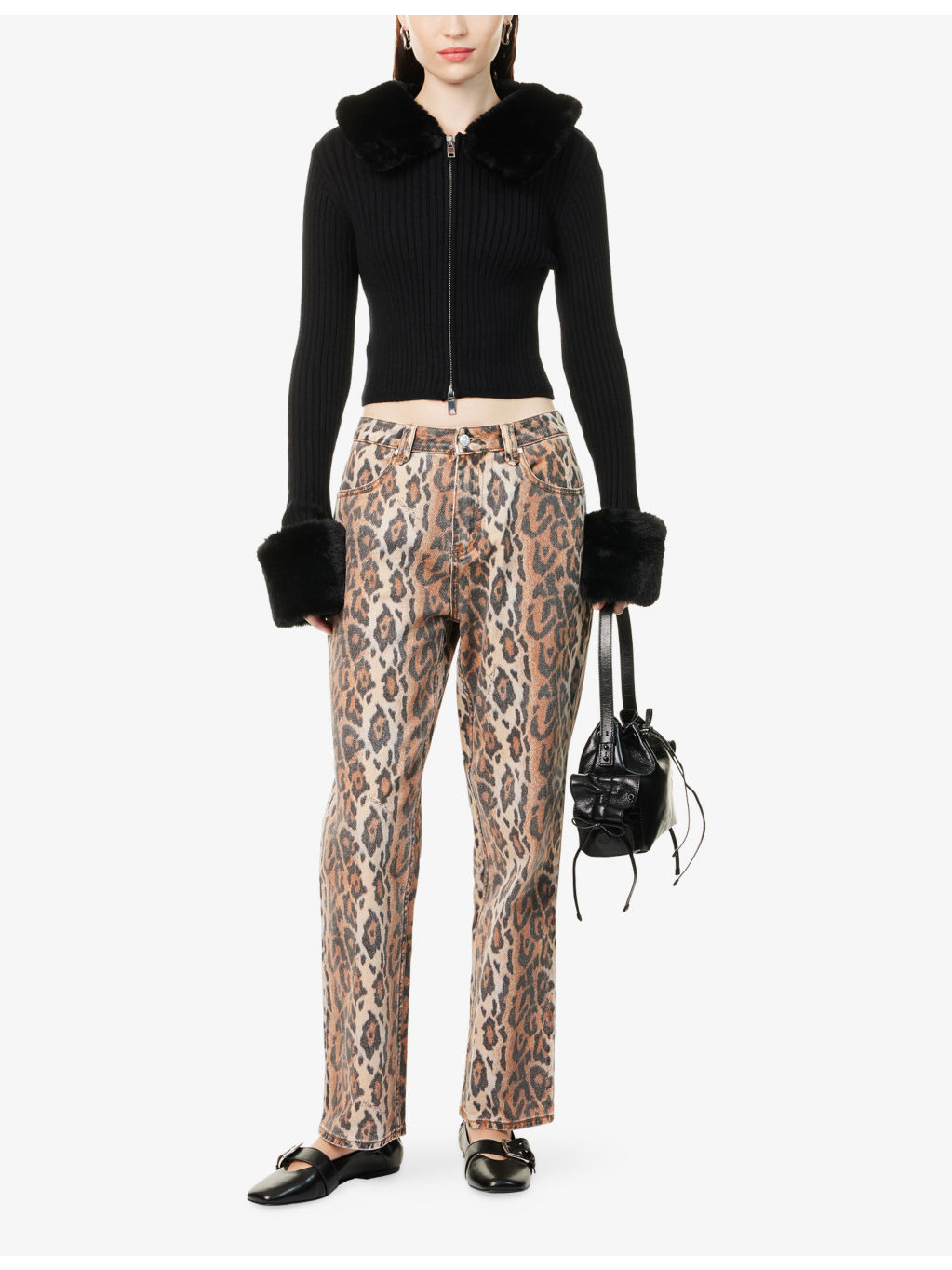 Peggy Faux-Fur Knitted Cardigan - 2