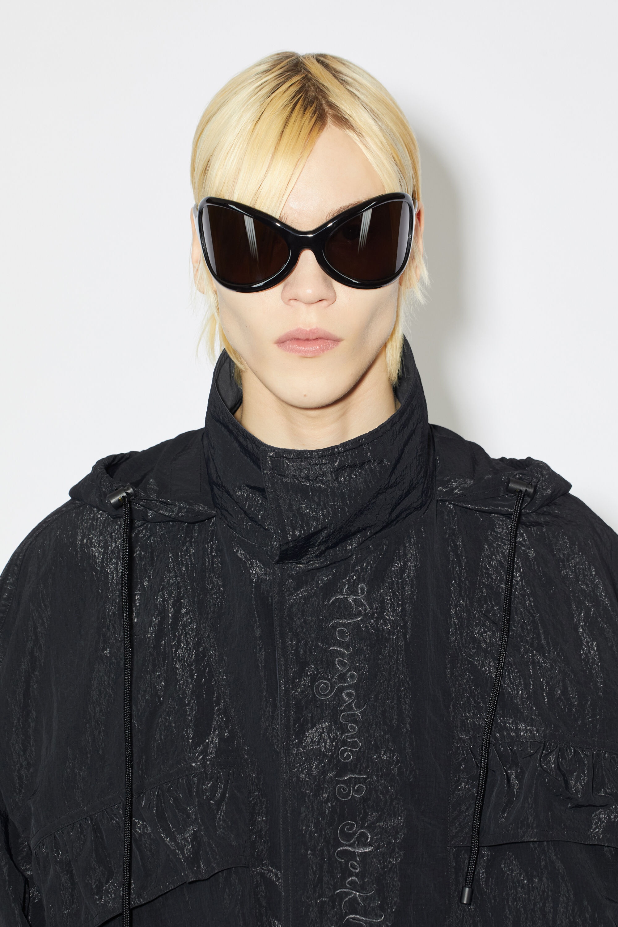 Embroidered nylon jacket - Stone black - 6