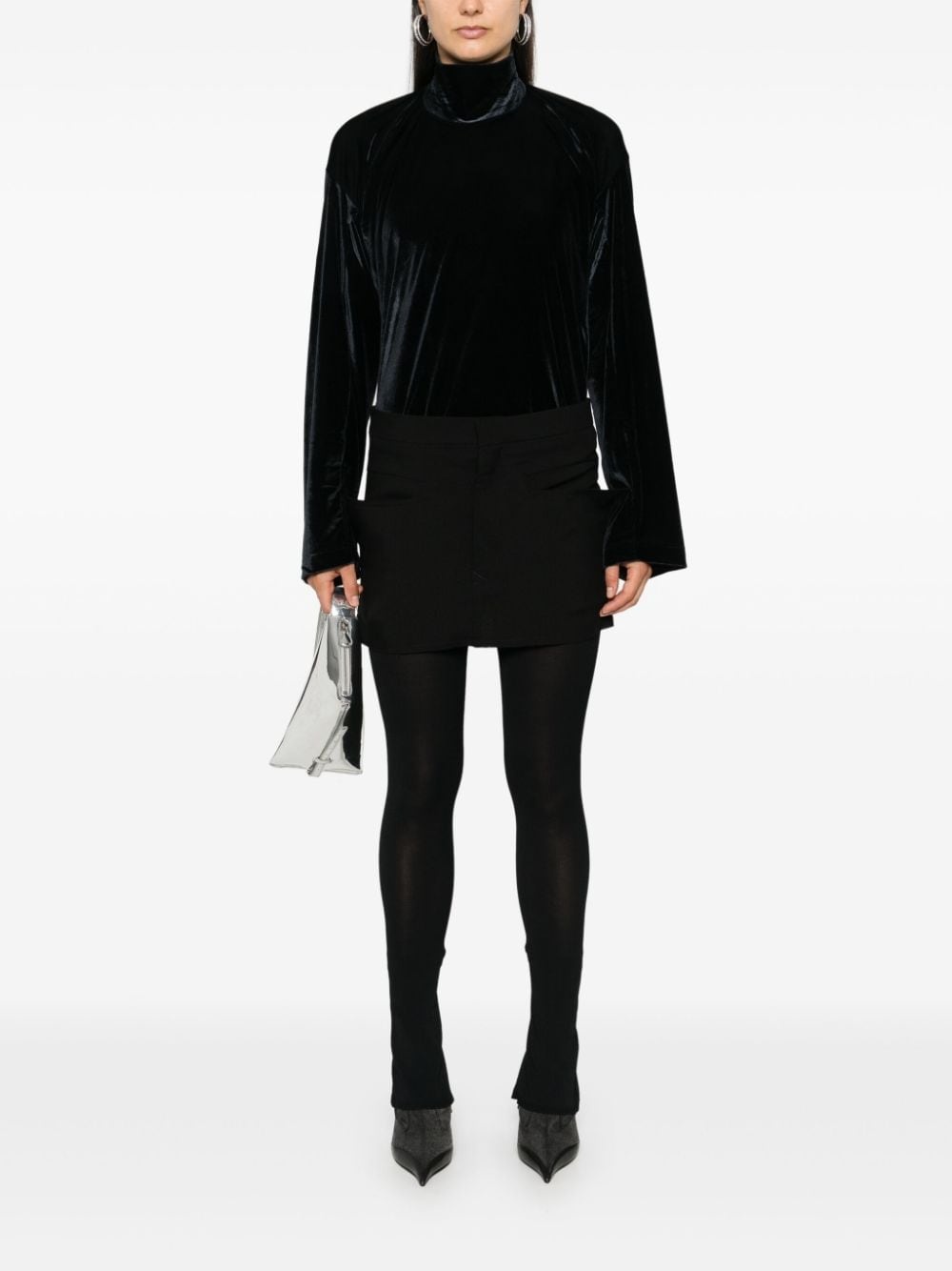 velour high-neck top - 2