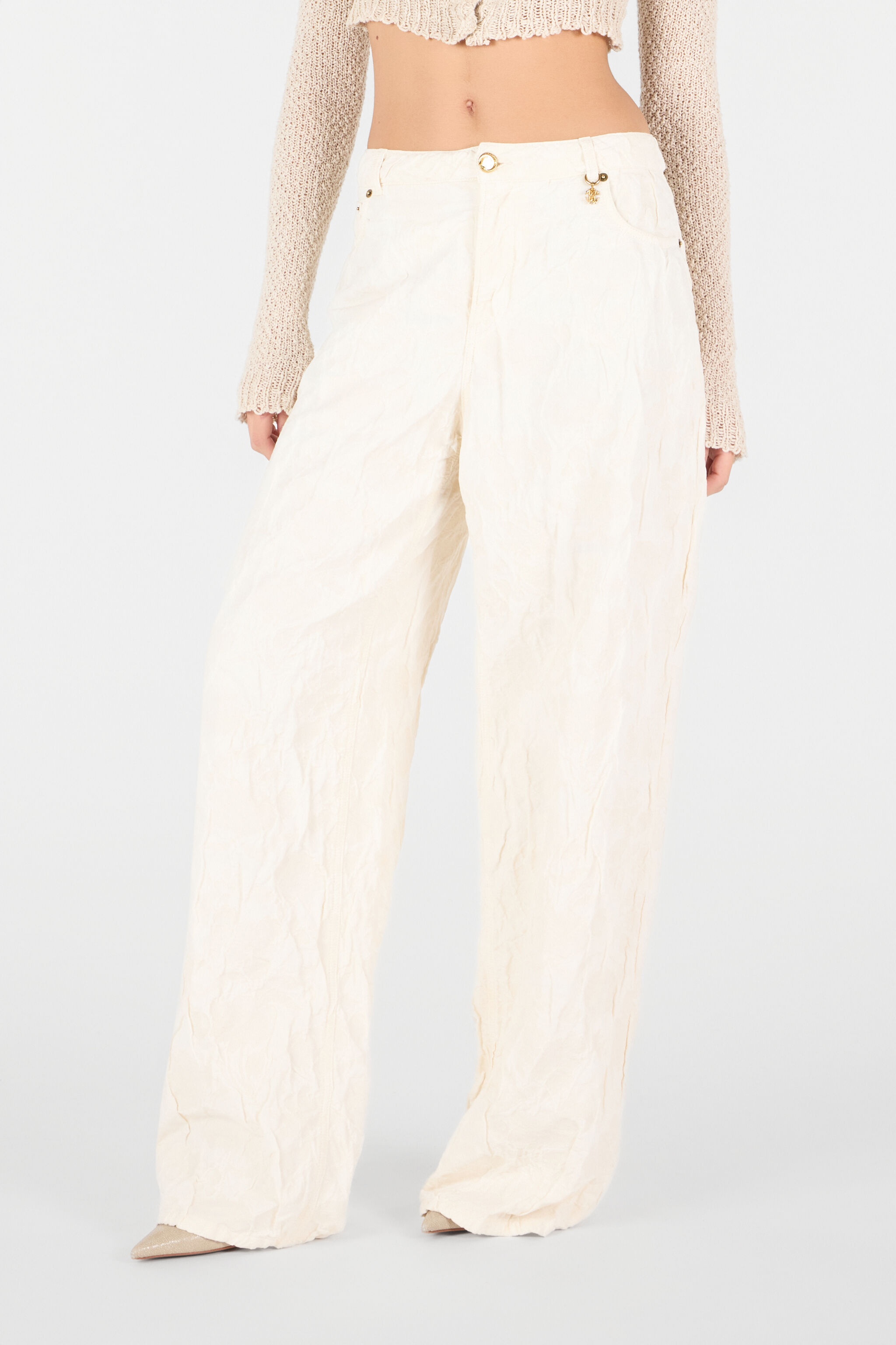 Wide Leg Structured Trousers - 3