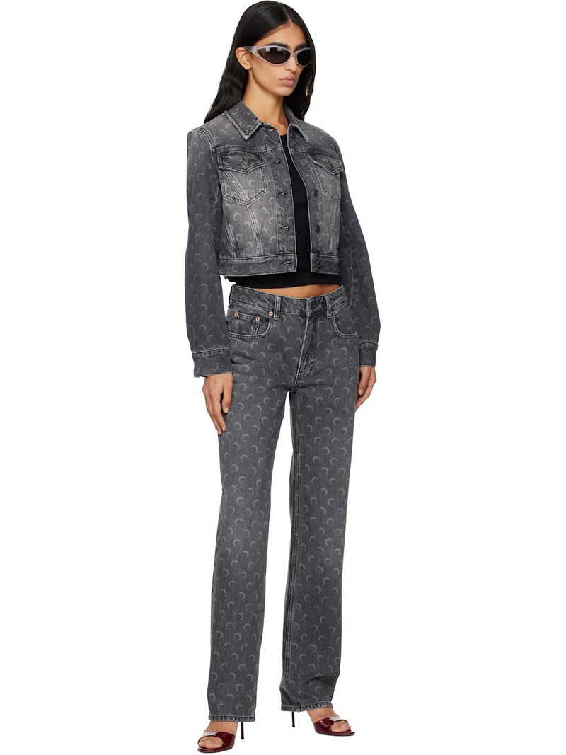 Marine Serre Gray Moon Laser Cropped Denim Jacket outlook