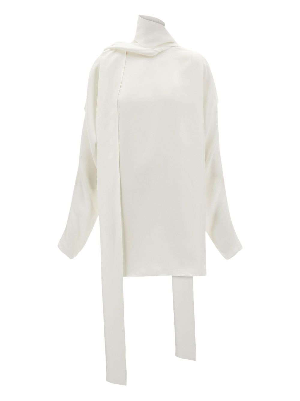 high-neck draped-back mini dress - 5
