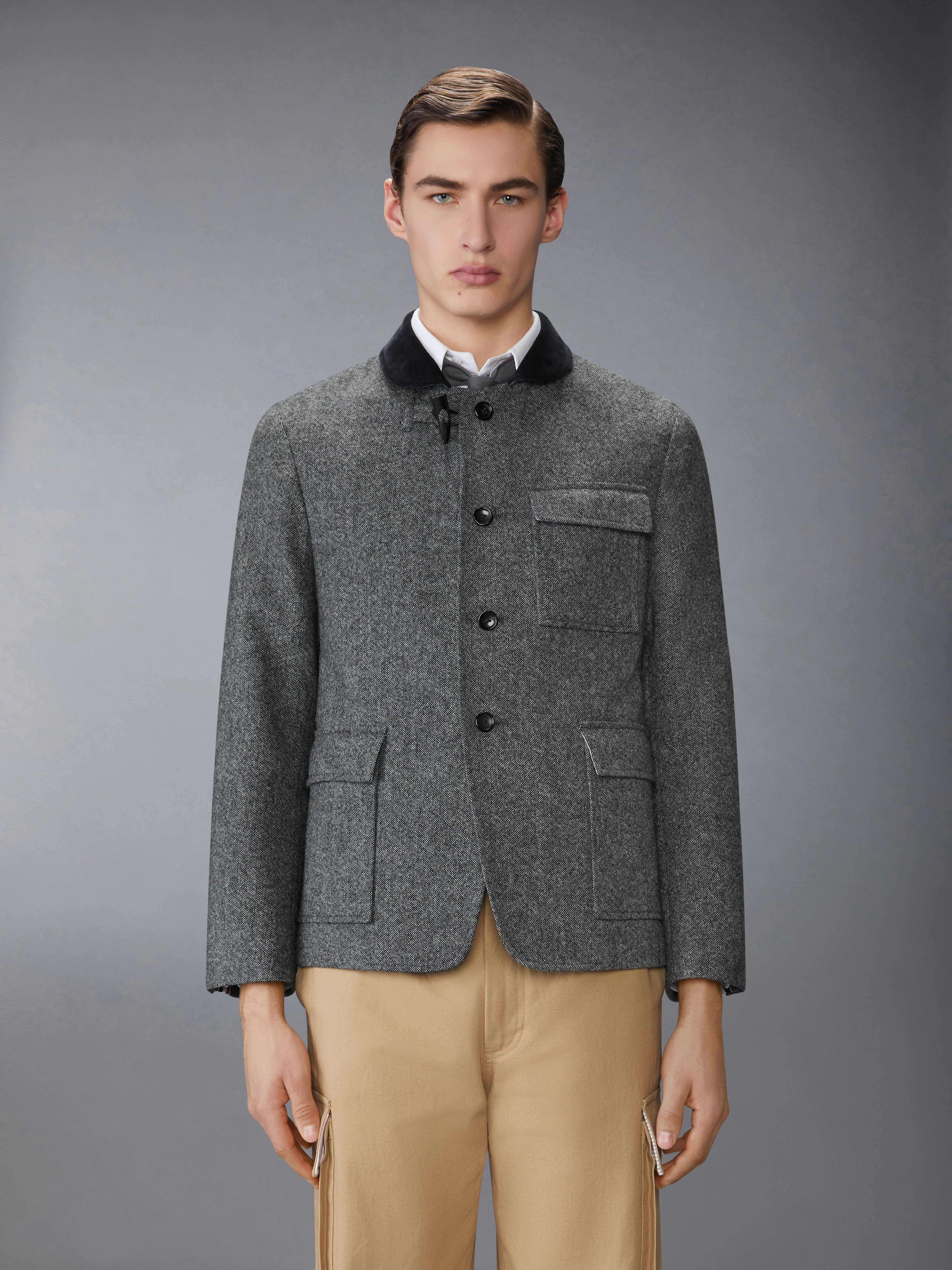 SOLID DONEGAL TWEED FISHERMAN SHAWL SPORTCOAT - 2