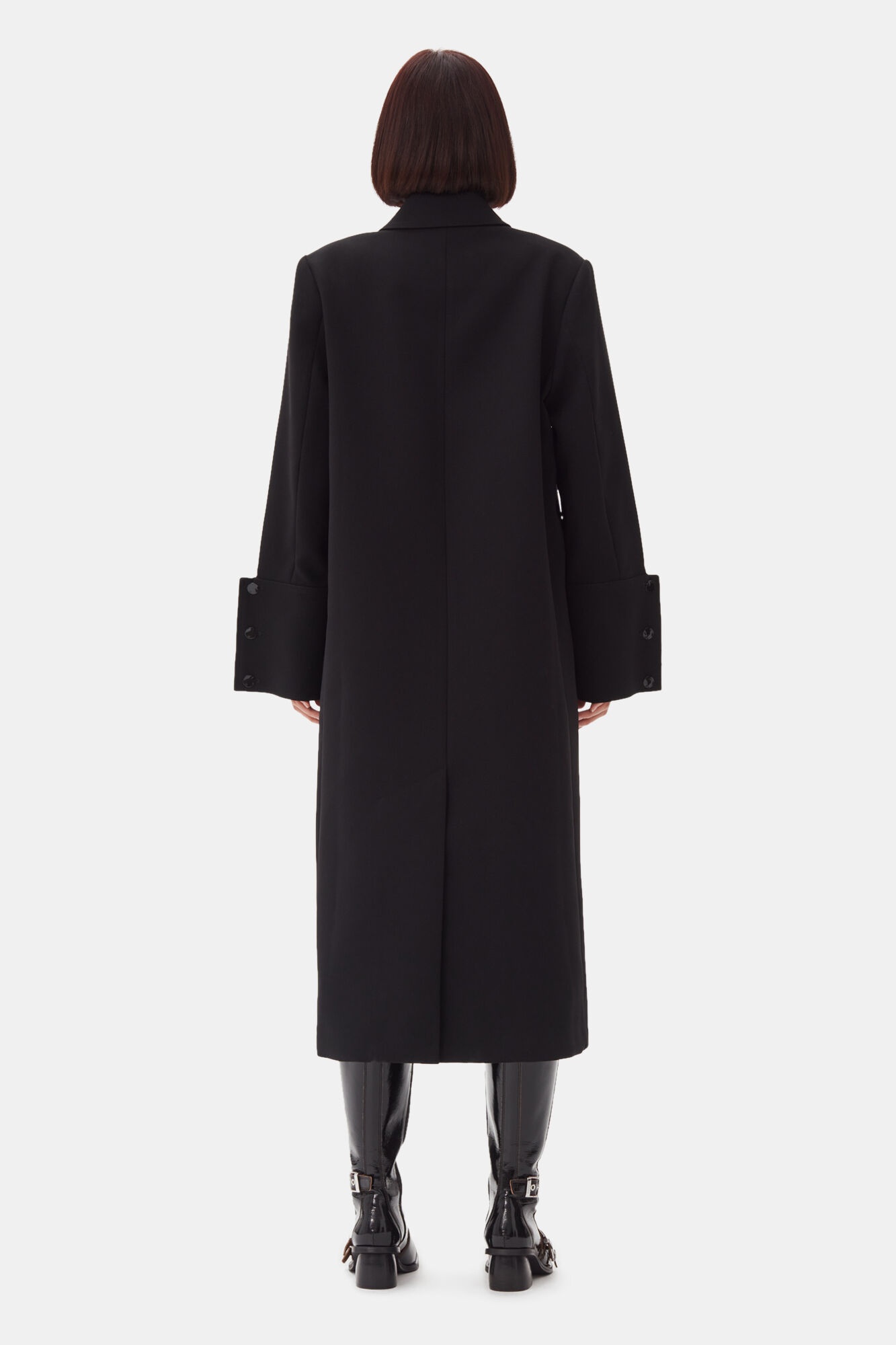 BLACK BONDED CREPE COAT - 5