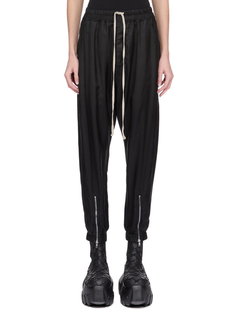 Satin-twill tapered pants Black 1