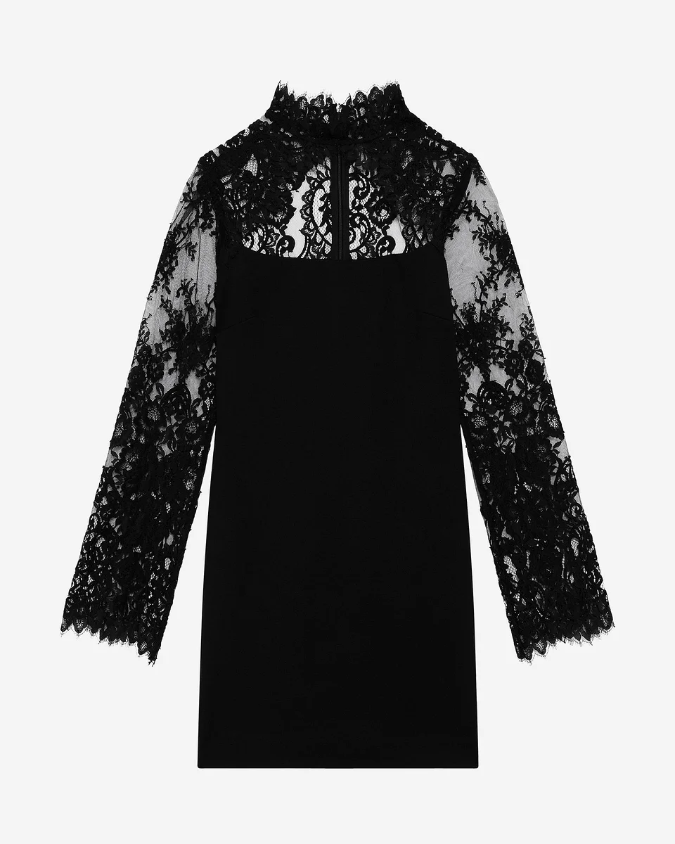 SHORT DRESS WITH BLACK LACE - 1