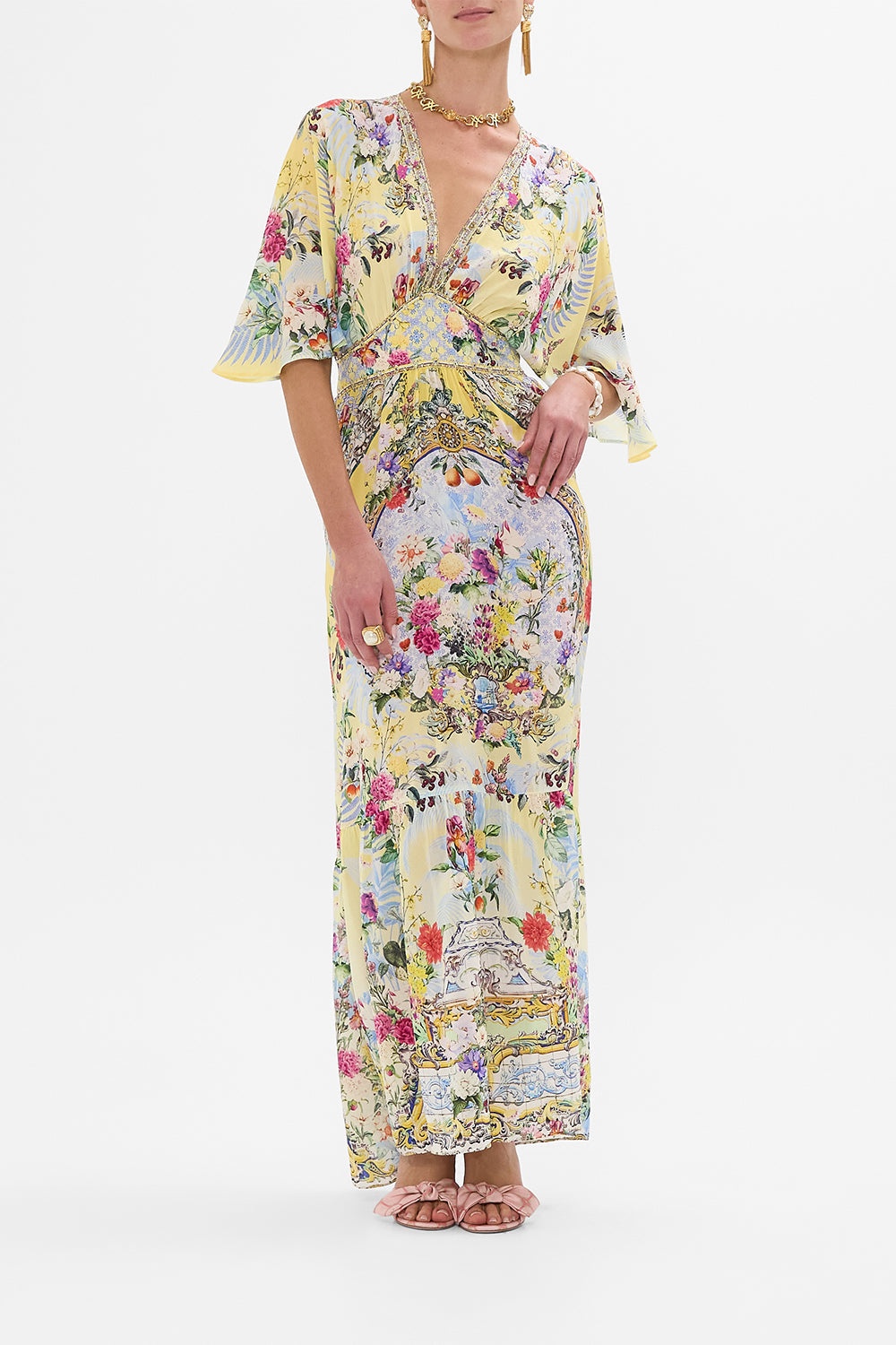 WAISTED DRESS WITH HEM RUFFLE - 8