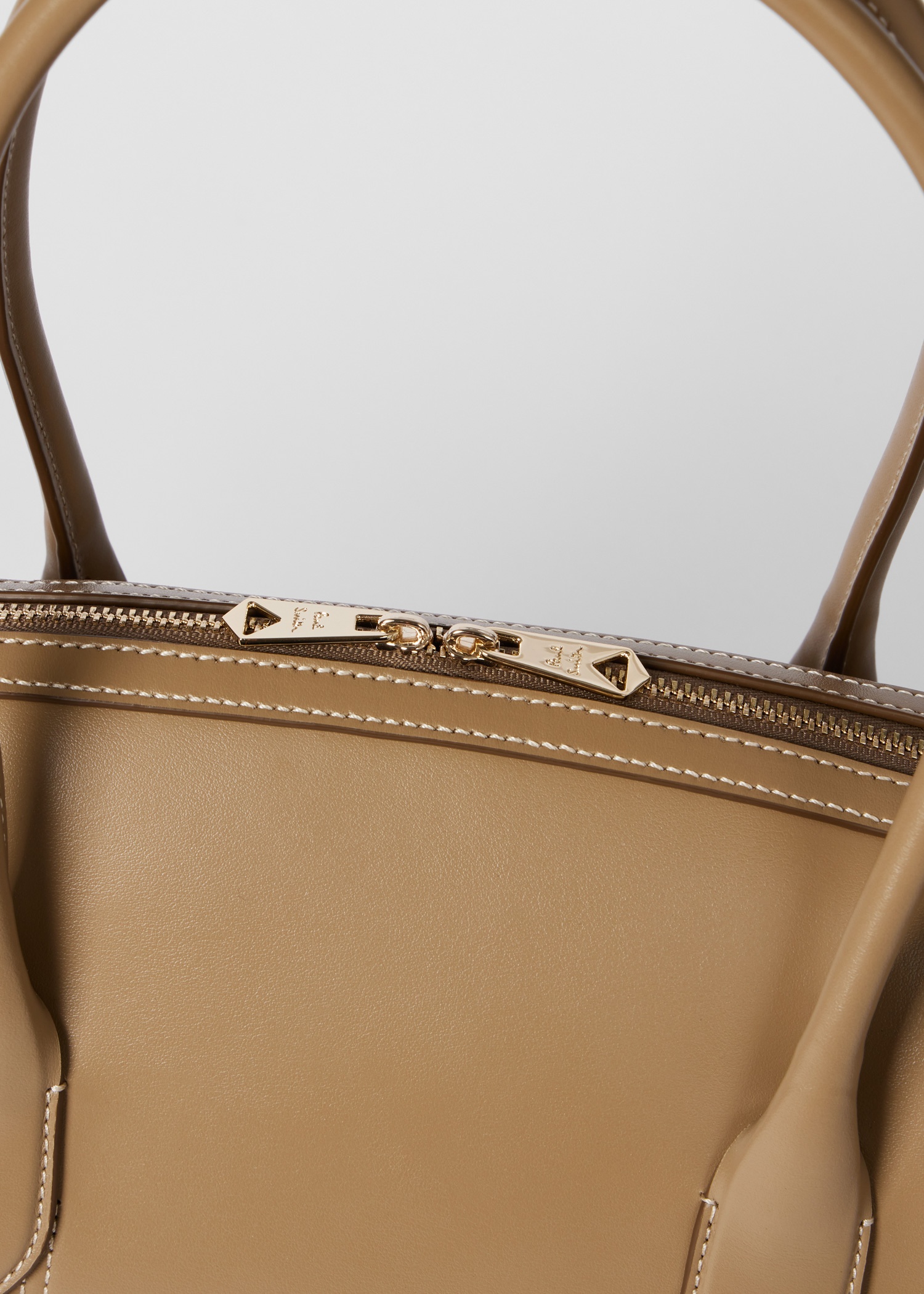 Women's Khaki Smooth Leather Boston Bag - 3