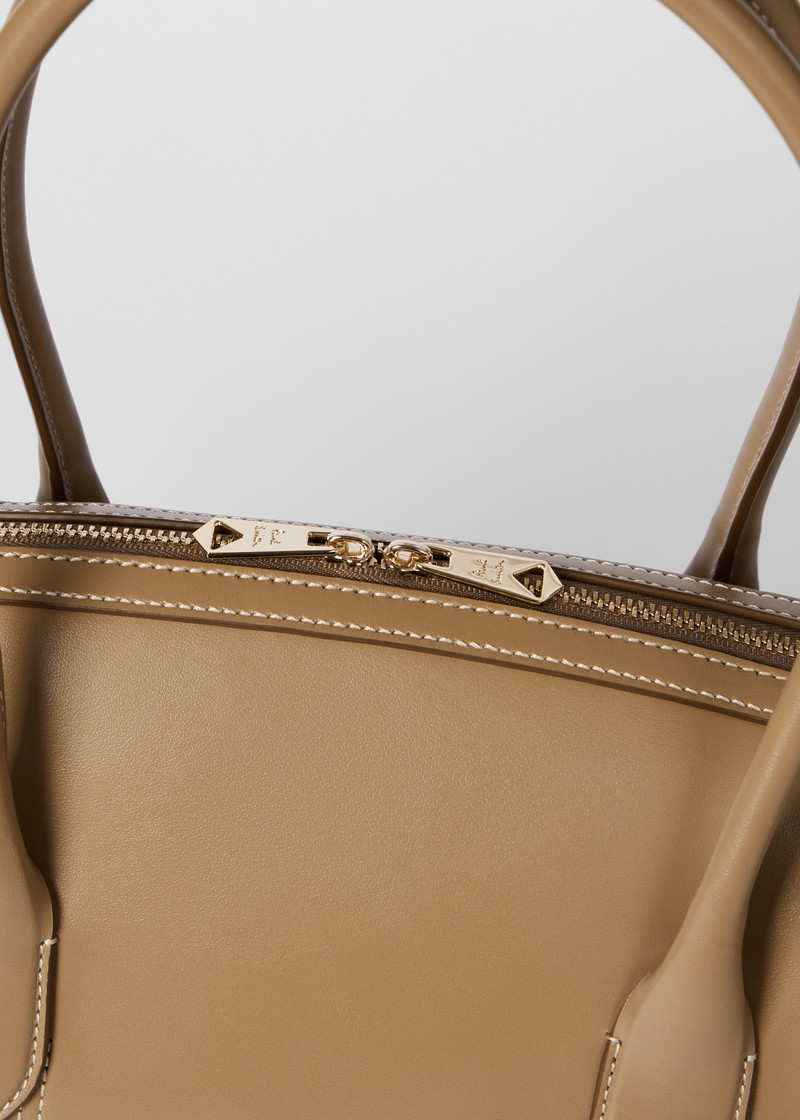 Women's Khaki Smooth Leather Boston Bag 3