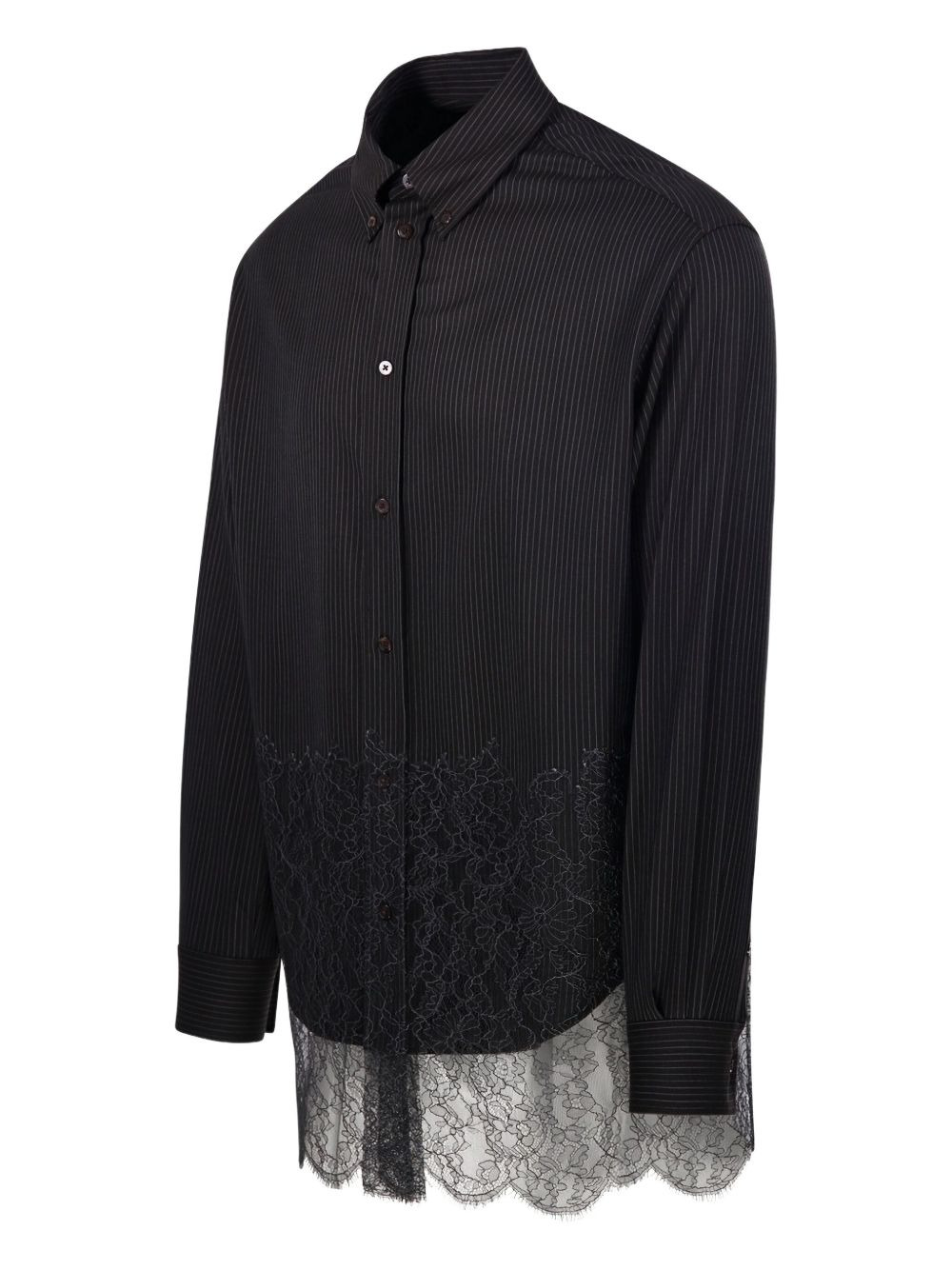 striped lace-detailing shirt - 3