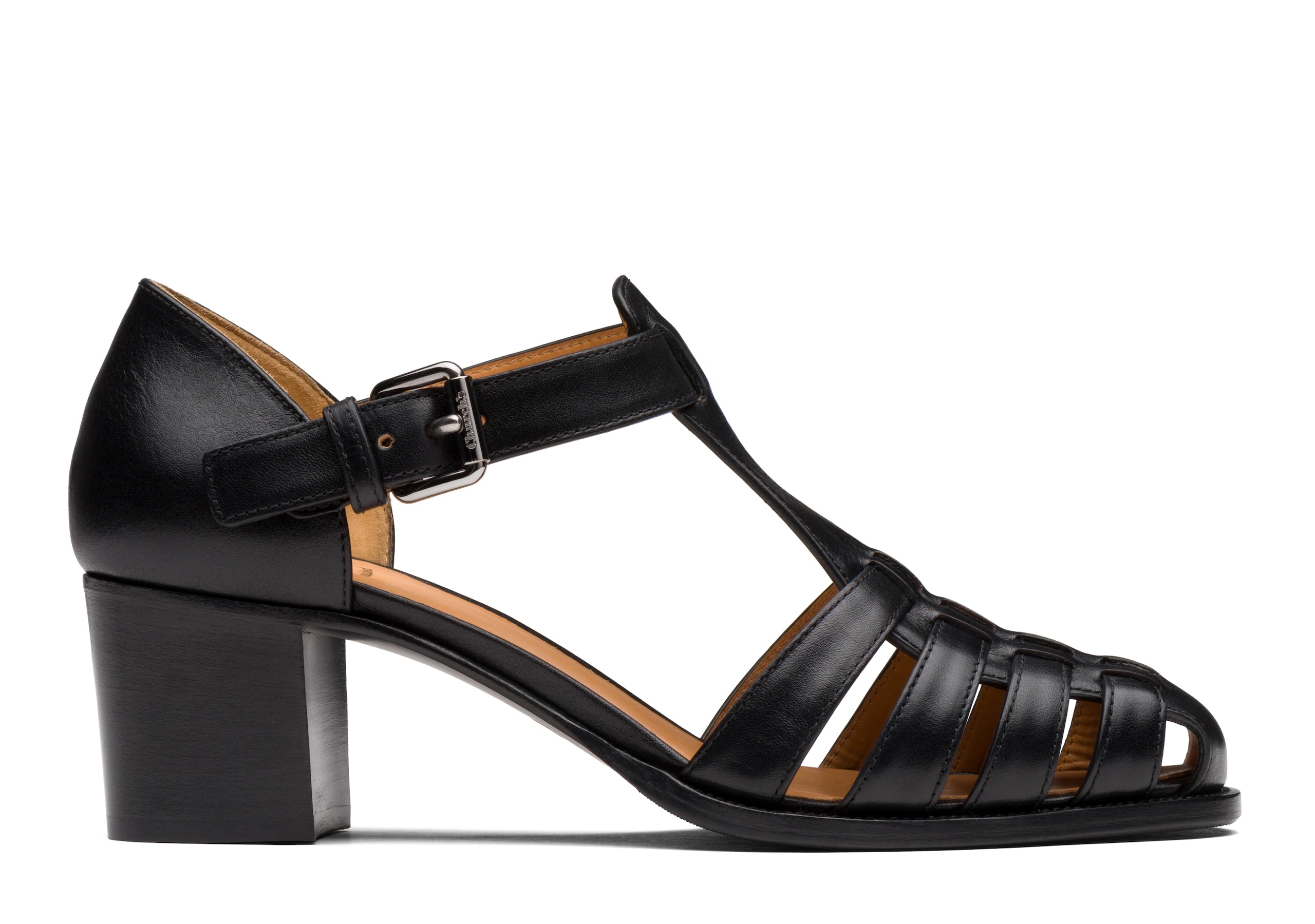 Kelsey 50
Smart Calf Leather Mid Heel Sandal Black - 1