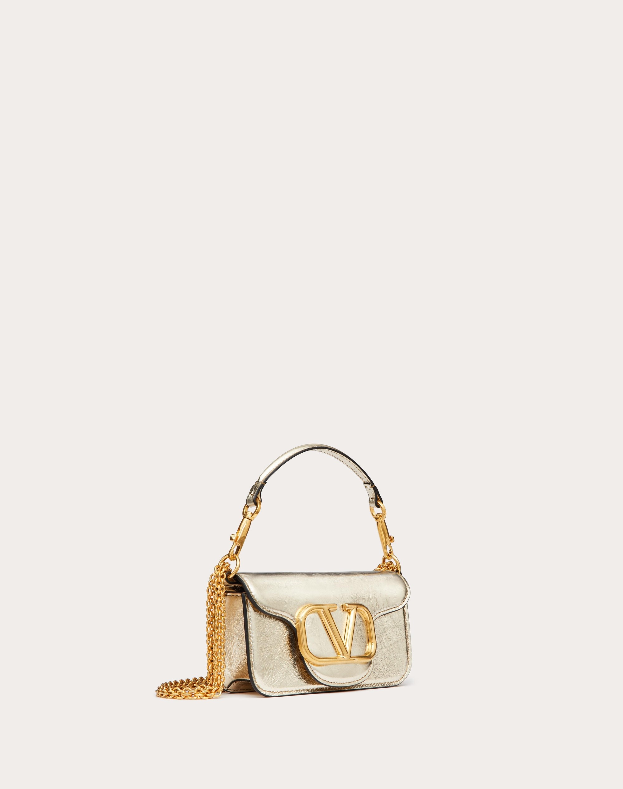 Valentino SMALL VALENTINO GARAVANI LOCÒ METALLIC CALFSKIN SHOULDER 