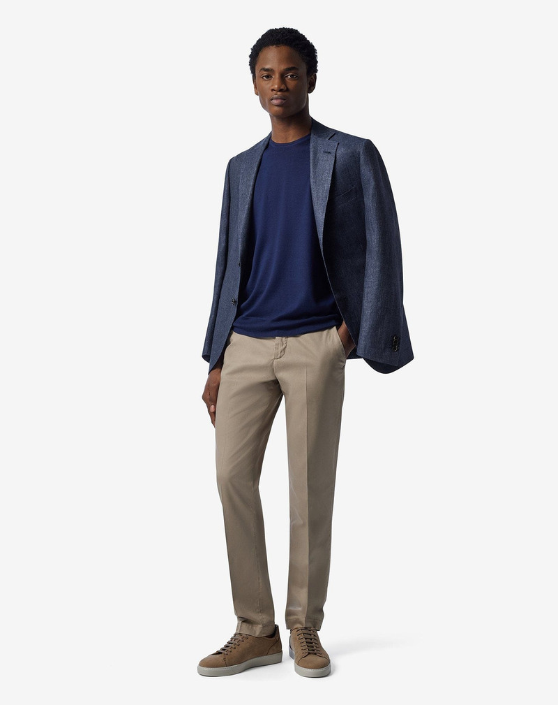 CORNELIANI Denim blue linen and lyocell jacket outlook