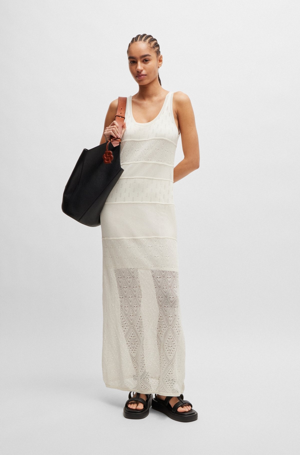 KNITTED DRESS IN MIDI LENGTH WITH MIXED STRUCTURES - 3