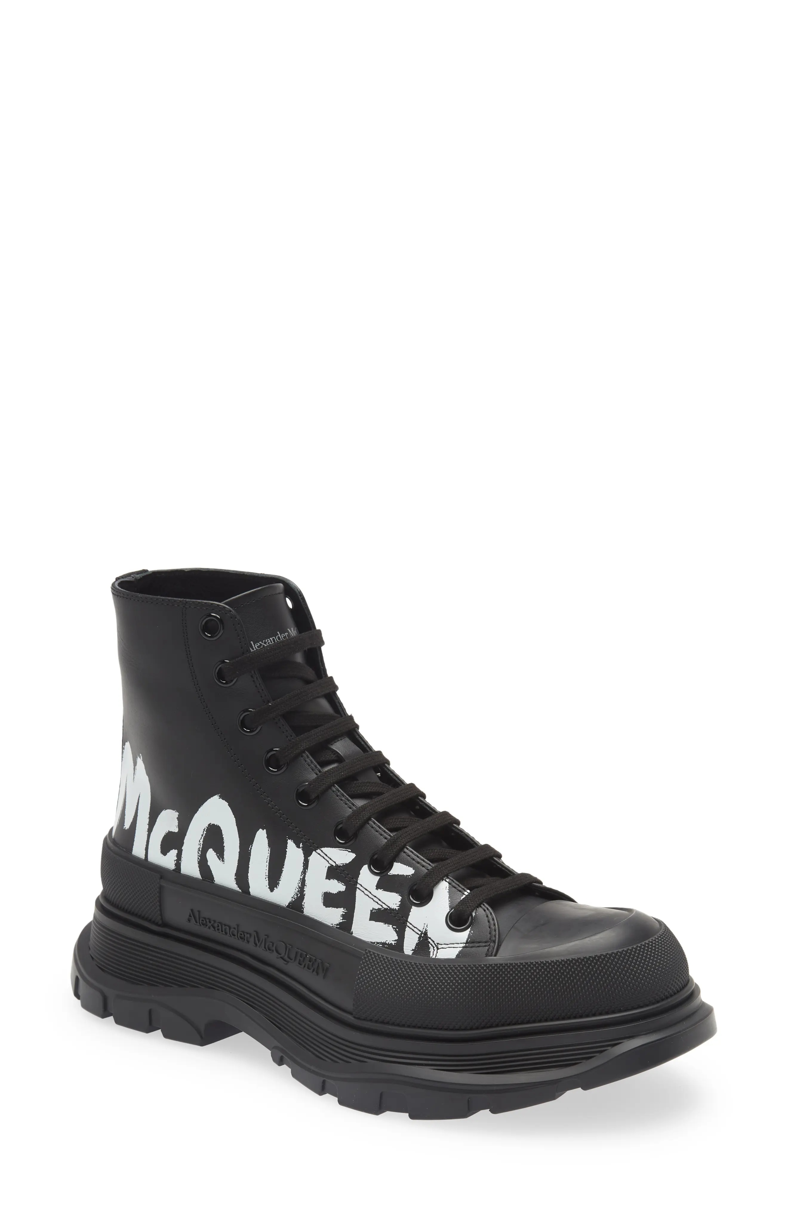 Alexander McQueen Monochrome Graphic High-Top Boots Women main image 3